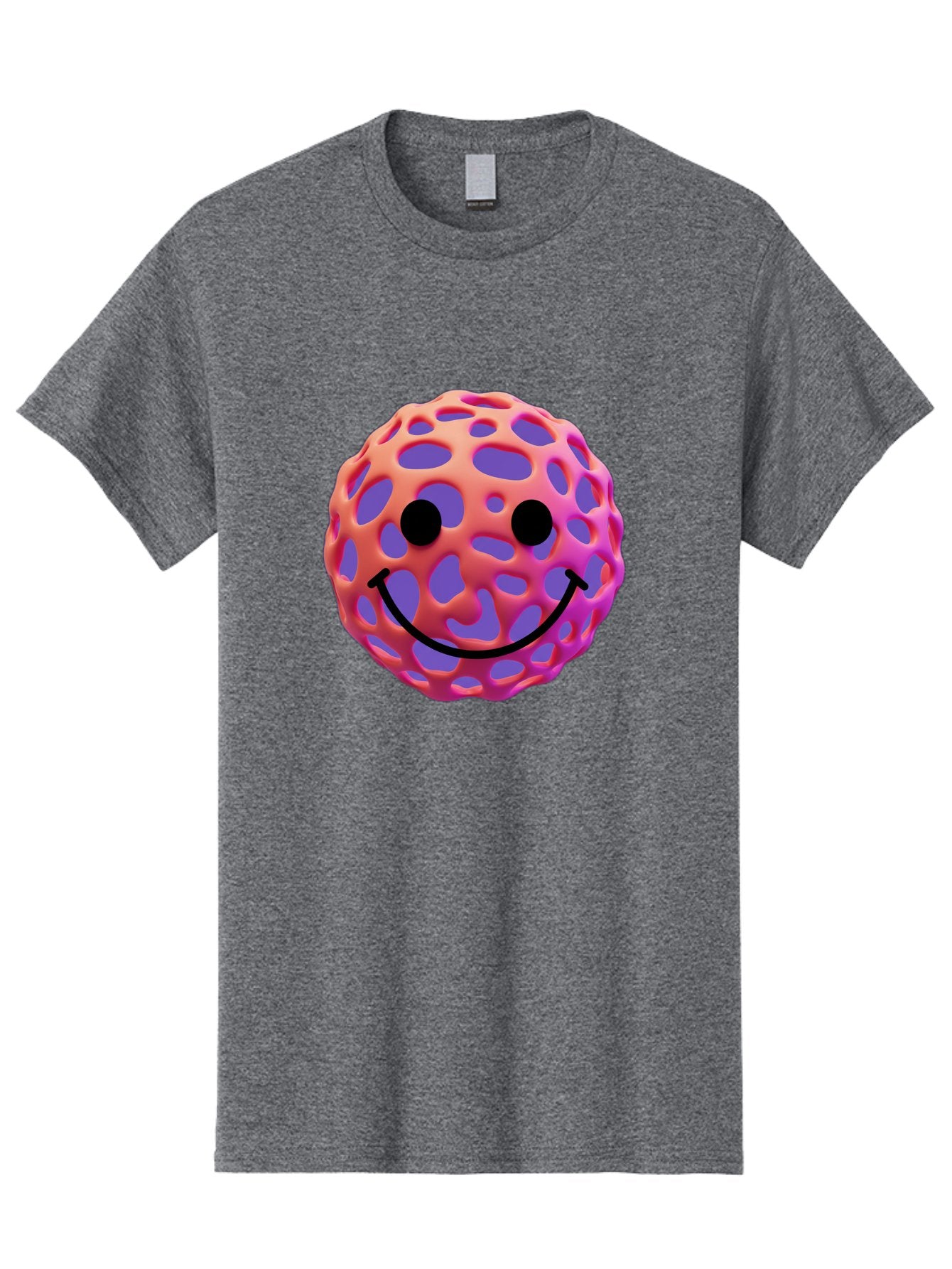 Smiley-Virus Men'S Graphic Tee, 100% Cotton, Comfortable Casual Summer Wear, Machine Washable, Smiley Face, Happy Emoji, Pink And Orange Gradient, Playful Design, 3D Illustration, Digital Art, Cute Character, Smiley Emoticon, Emoticon Bae761 10