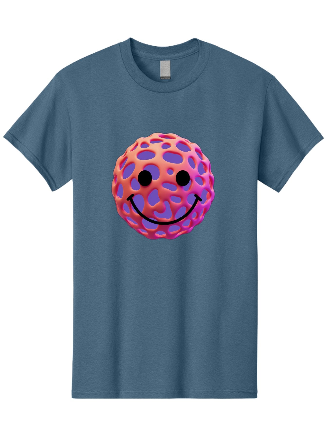 Smiley-Virus Men'S Graphic Tee, 100% Cotton, Comfortable Casual Summer Wear, Machine Washable, Smiley Face, Happy Emoji, Pink And Orange Gradient, Playful Design, 3D Illustration, Digital Art, Cute Character, Smiley Emoticon, Emoticon Bae761 12