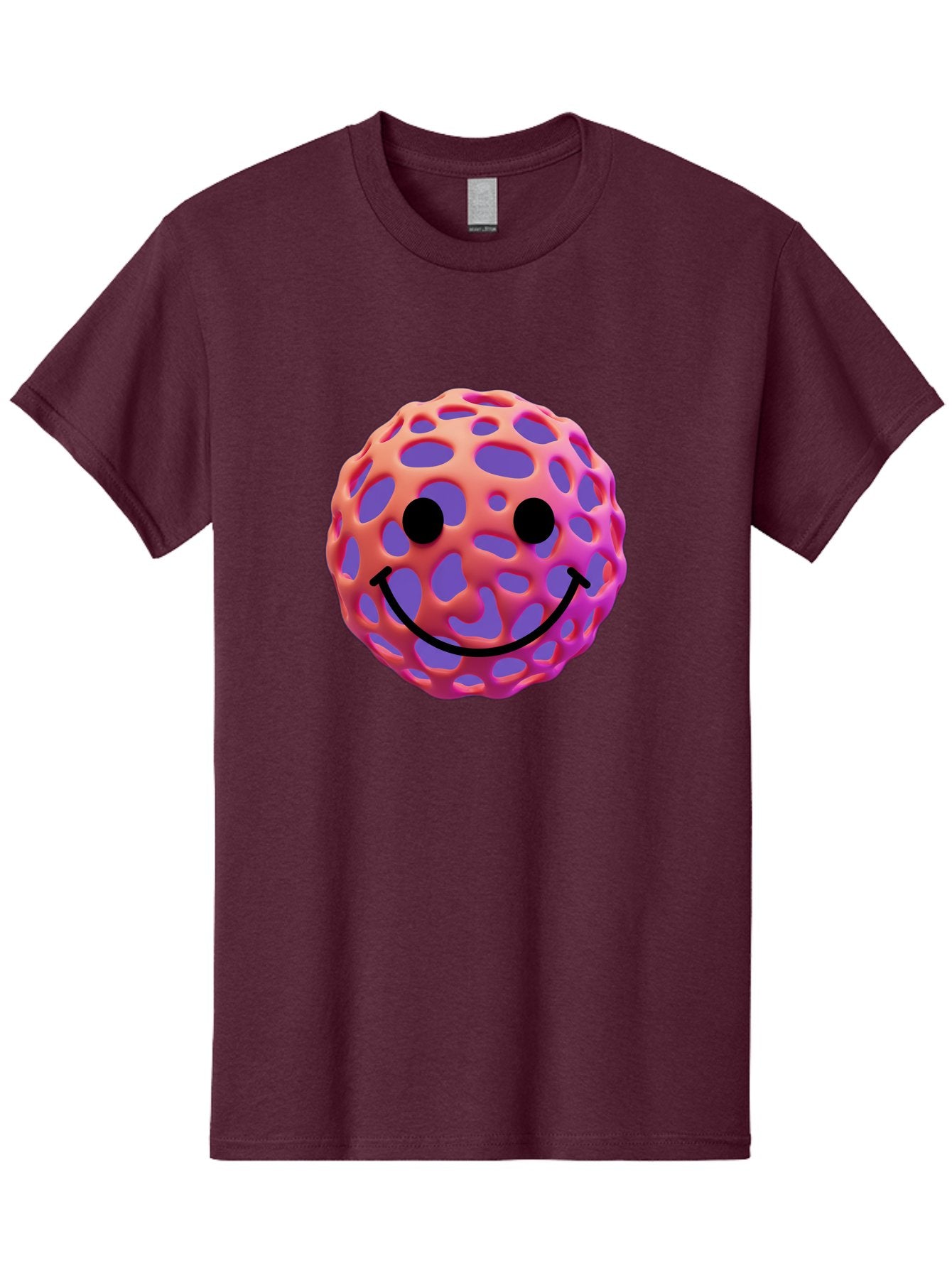 Smiley-Virus Men'S Graphic Tee, 100% Cotton, Comfortable Casual Summer Wear, Machine Washable, Smiley Face, Happy Emoji, Pink And Orange Gradient, Playful Design, 3D Illustration, Digital Art, Cute Character, Smiley Emoticon, Emoticon Bae761 9