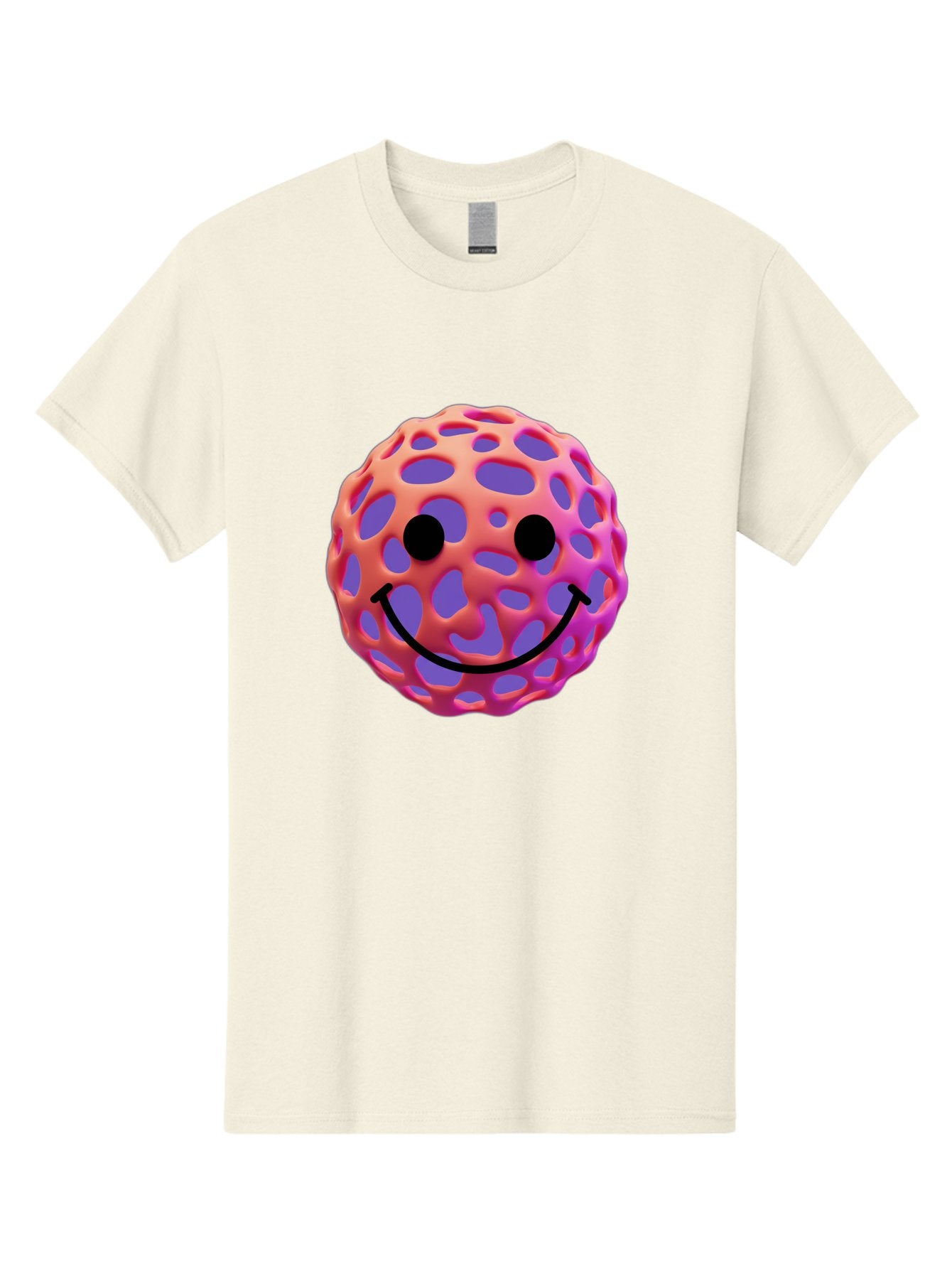 Smiley-Virus Men'S Graphic Tee, 100% Cotton, Comfortable Casual Summer Wear, Machine Washable, Smiley Face, Happy Emoji, Pink And Orange Gradient, Playful Design, 3D Illustration, Digital Art, Cute Character, Smiley Emoticon, Emoticon Bae761 3