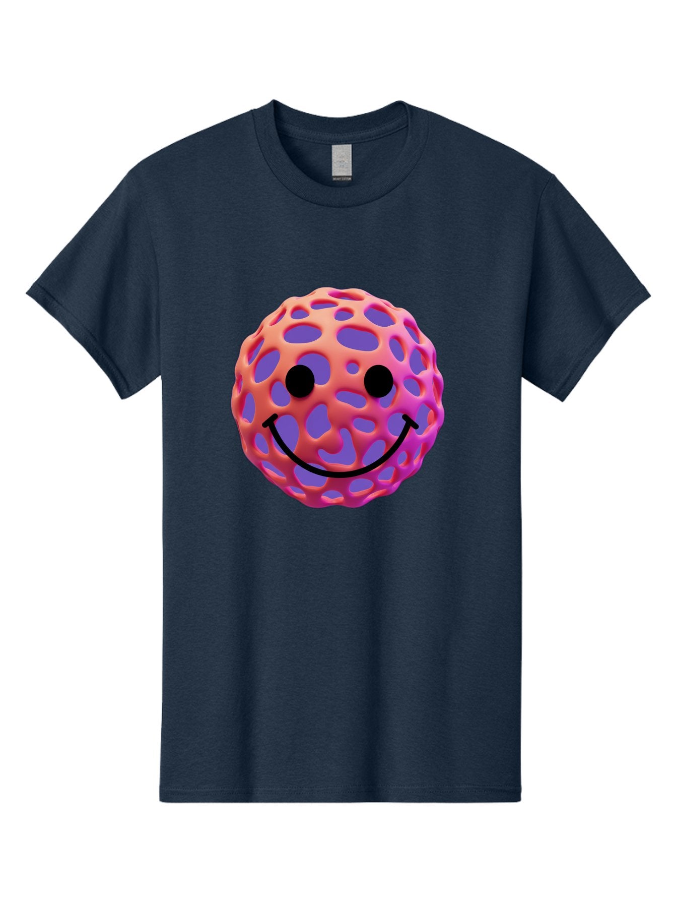 Smiley-Virus Men'S Graphic Tee, 100% Cotton, Comfortable Casual Summer Wear, Machine Washable, Smiley Face, Happy Emoji, Pink And Orange Gradient, Playful Design, 3D Illustration, Digital Art, Cute Character, Smiley Emoticon, Emoticon Bae761 11