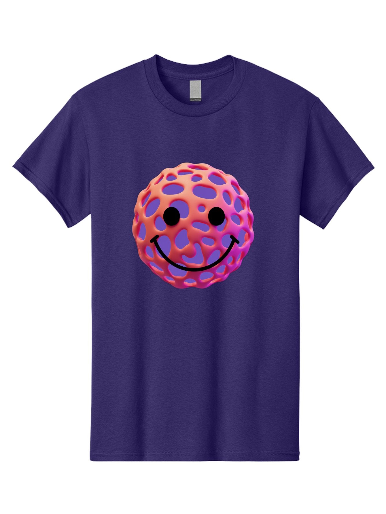Smiley-Virus Men'S Graphic Tee, 100% Cotton, Comfortable Casual Summer Wear, Machine Washable, Smiley Face, Happy Emoji, Pink And Orange Gradient, Playful Design, 3D Illustration, Digital Art, Cute Character, Smiley Emoticon, Emoticon Bae761 14