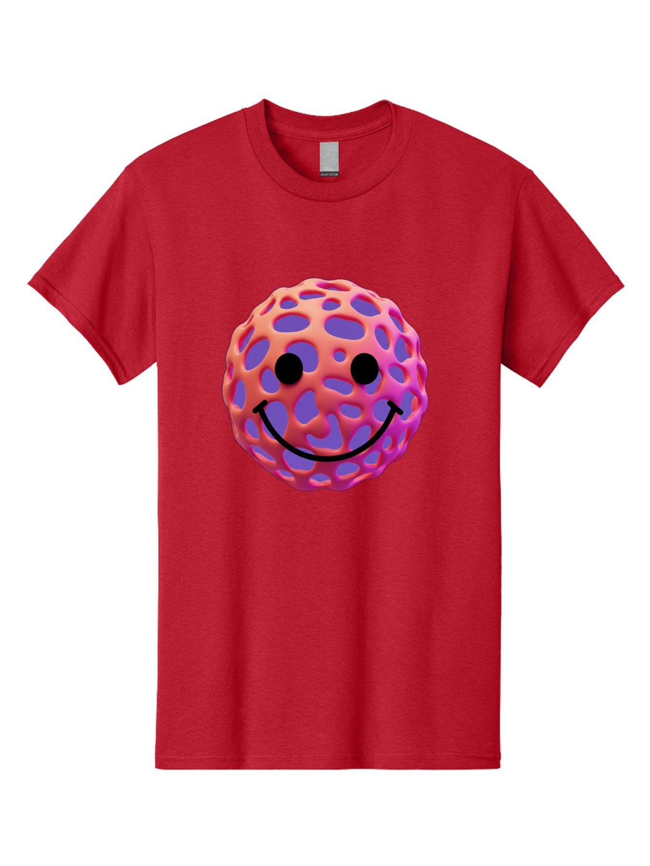 Smiley-Virus Men'S Graphic Tee, 100% Cotton, Comfortable Casual Summer Wear, Machine Washable, Smiley Face, Happy Emoji, Pink And Orange Gradient, Playful Design, 3D Illustration, Digital Art, Cute Character, Smiley Emoticon, Emoticon Bae761