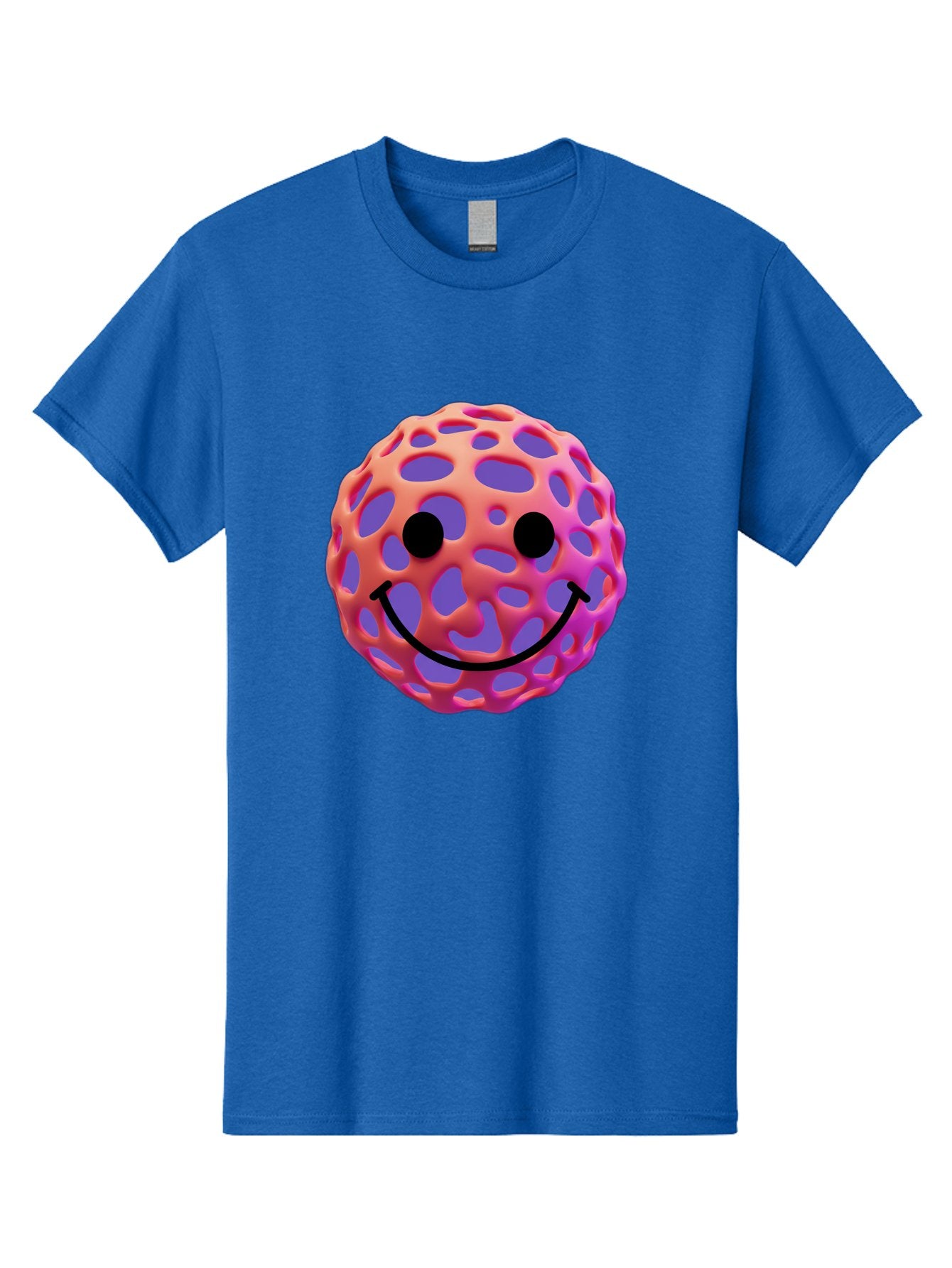 Smiley-Virus Men'S Graphic Tee, 100% Cotton, Comfortable Casual Summer Wear, Machine Washable, Smiley Face, Happy Emoji, Pink And Orange Gradient, Playful Design, 3D Illustration, Digital Art, Cute Character, Smiley Emoticon, Emoticon Bae761 6