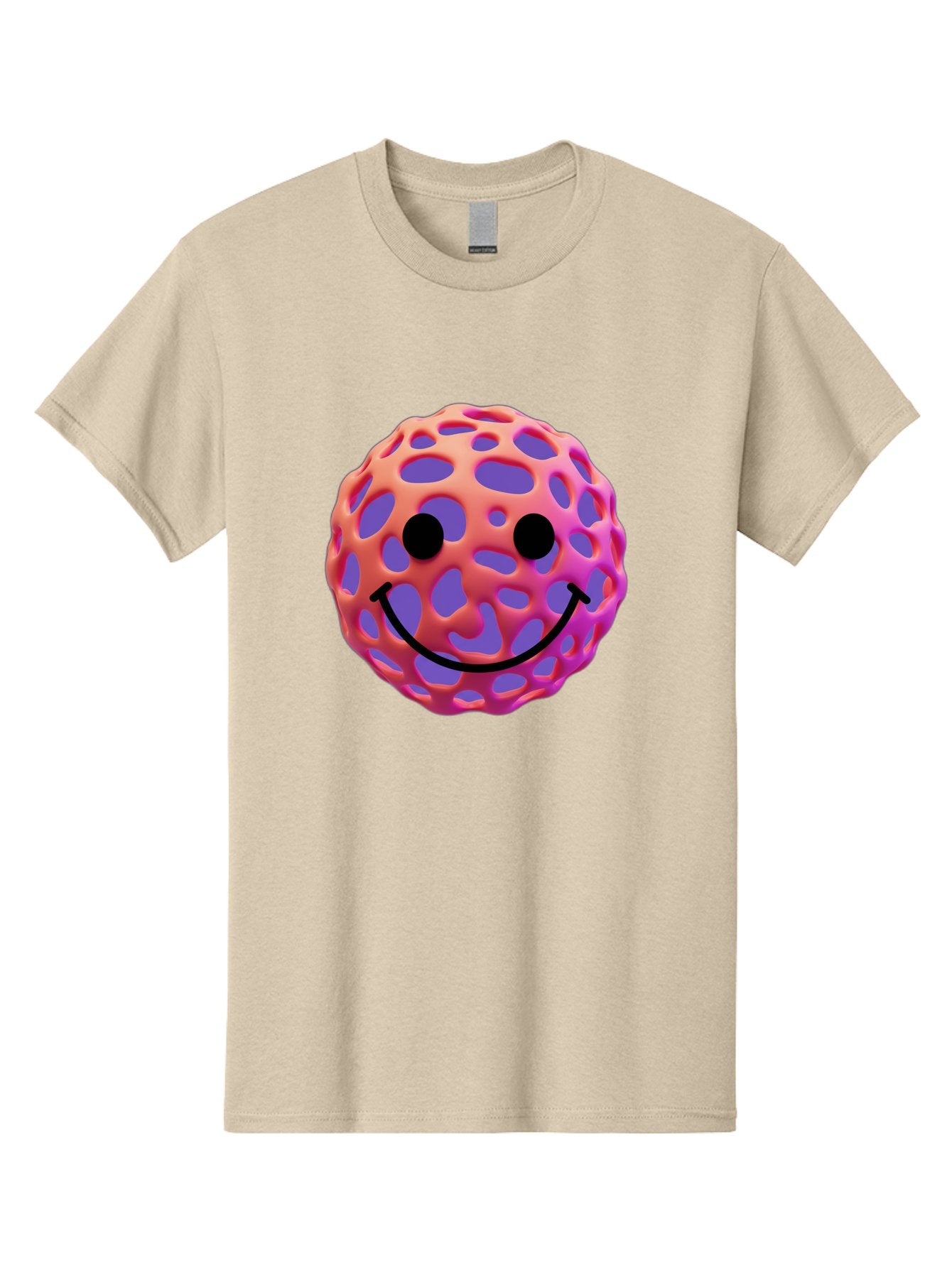 Smiley-Virus Men'S Graphic Tee, 100% Cotton, Comfortable Casual Summer Wear, Machine Washable, Smiley Face, Happy Emoji, Pink And Orange Gradient, Playful Design, 3D Illustration, Digital Art, Cute Character, Smiley Emoticon, Emoticon Bae761 13