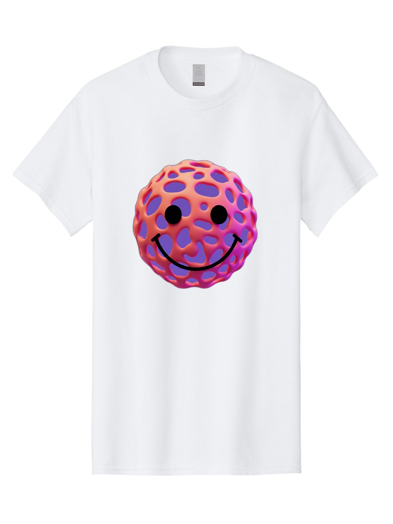 Smiley-Virus Men'S Graphic Tee, 100% Cotton, Comfortable Casual Summer Wear, Machine Washable, Smiley Face, Happy Emoji, Pink And Orange Gradient, Playful Design, 3D Illustration, Digital Art, Cute Character, Smiley Emoticon, Emoticon Bae761 4