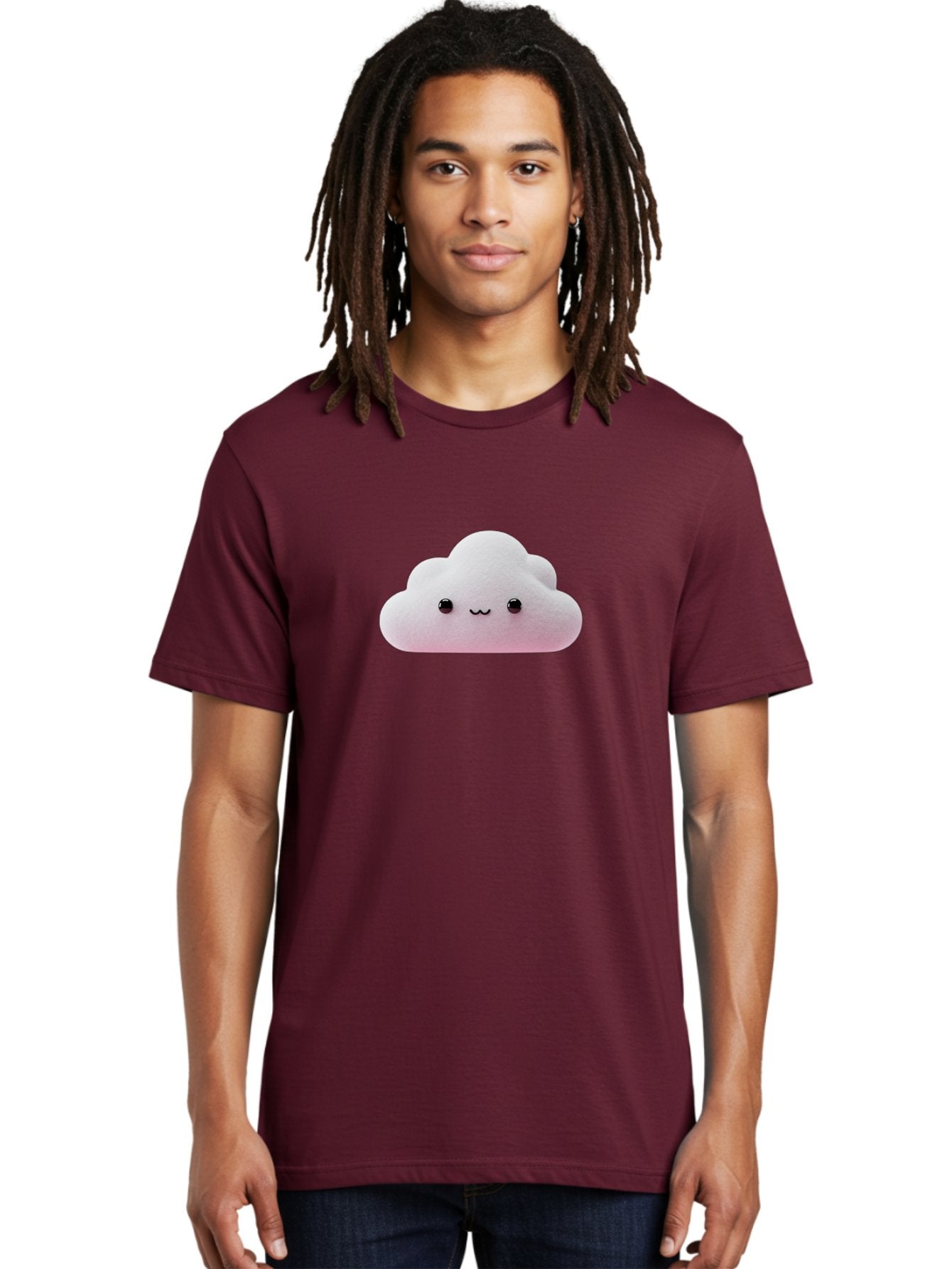 Smiling-Cloud-1 Men'S Graphic Tee, 100% Cotton, Comfortable Casual Summer Wear, Machine Washable, Kawaii Cloud, Cute Cartoon Character, Smiling Face, Fluffy Cloud, Pastel Colors, Adorable Design, Soft Graphics, Childrens Illustration, Bae762 20