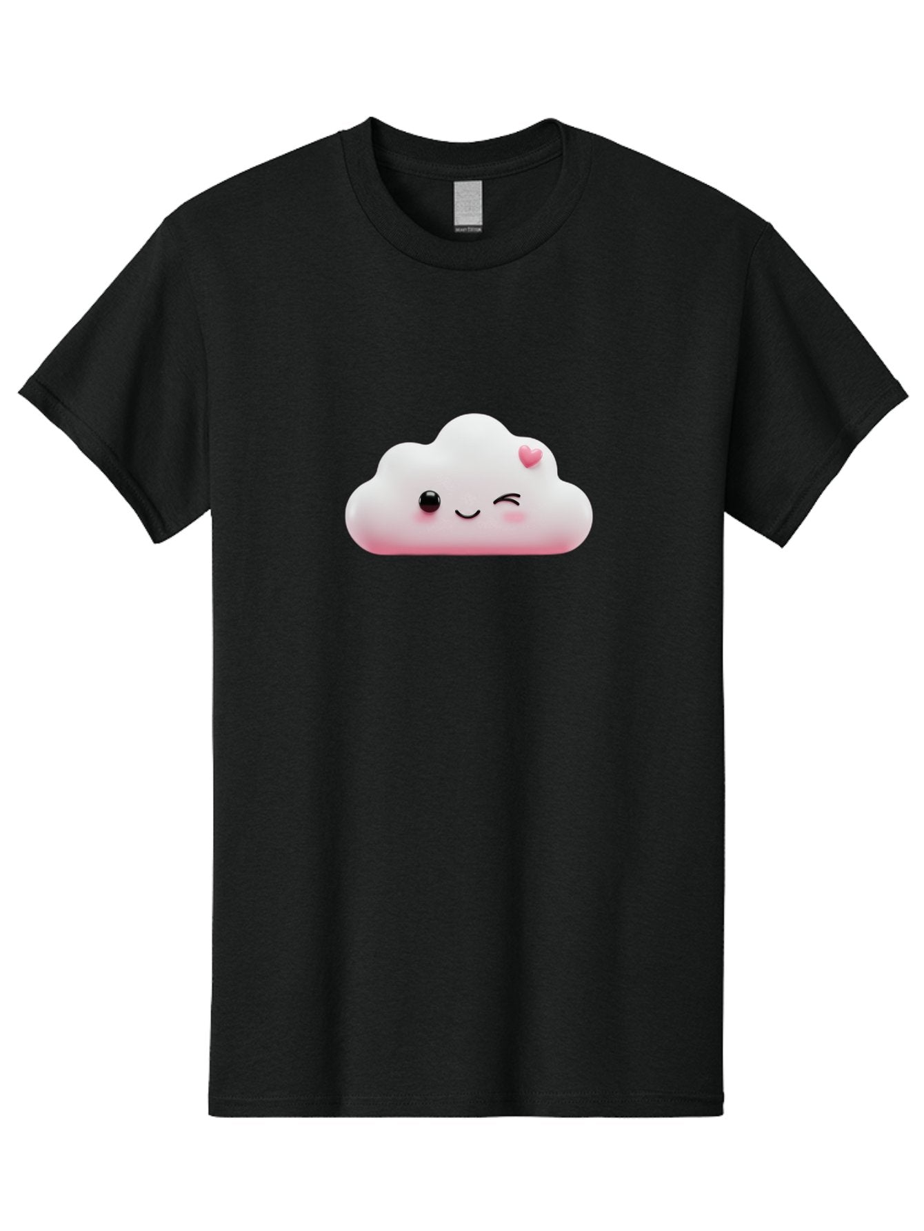 Smiling-Cloud-2 Men'S Graphic Tee, 100% Cotton, Comfortable Casual Summer Wear, Machine Washable, Cartoon Cloud, Smiling Face, Kawaii Character, Cute Emoji, Soft Pink Colors, Winking Eye, Rosy Cheeks, Adorable Illustration, Digital Art, Bae763 8