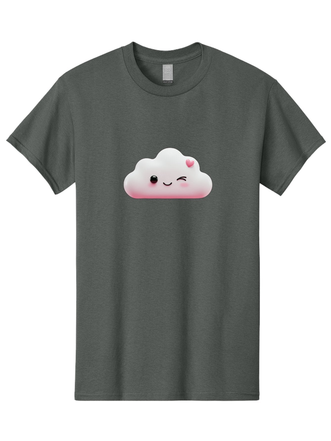 Smiling-Cloud-2 Men'S Graphic Tee, 100% Cotton, Comfortable Casual Summer Wear, Machine Washable, Cartoon Cloud, Smiling Face, Kawaii Character, Cute Emoji, Soft Pink Colors, Winking Eye, Rosy Cheeks, Adorable Illustration, Digital Art, Bae763