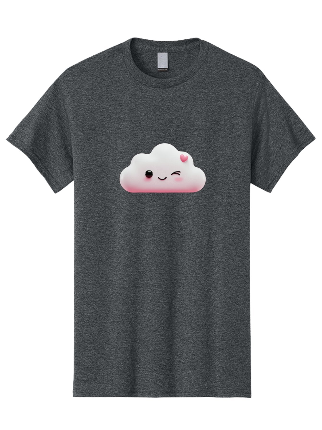 Smiling-Cloud-2 Men'S Graphic Tee, 100% Cotton, Comfortable Casual Summer Wear, Machine Washable, Cartoon Cloud, Smiling Face, Kawaii Character, Cute Emoji, Soft Pink Colors, Winking Eye, Rosy Cheeks, Adorable Illustration, Digital Art, Bae763