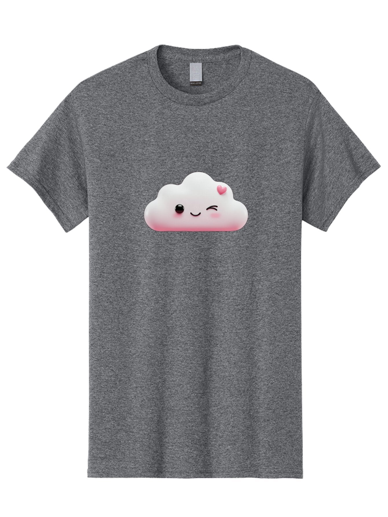 Smiling-Cloud-2 Men'S Graphic Tee, 100% Cotton, Comfortable Casual Summer Wear, Machine Washable, Cartoon Cloud, Smiling Face, Kawaii Character, Cute Emoji, Soft Pink Colors, Winking Eye, Rosy Cheeks, Adorable Illustration, Digital Art, Bae763 11