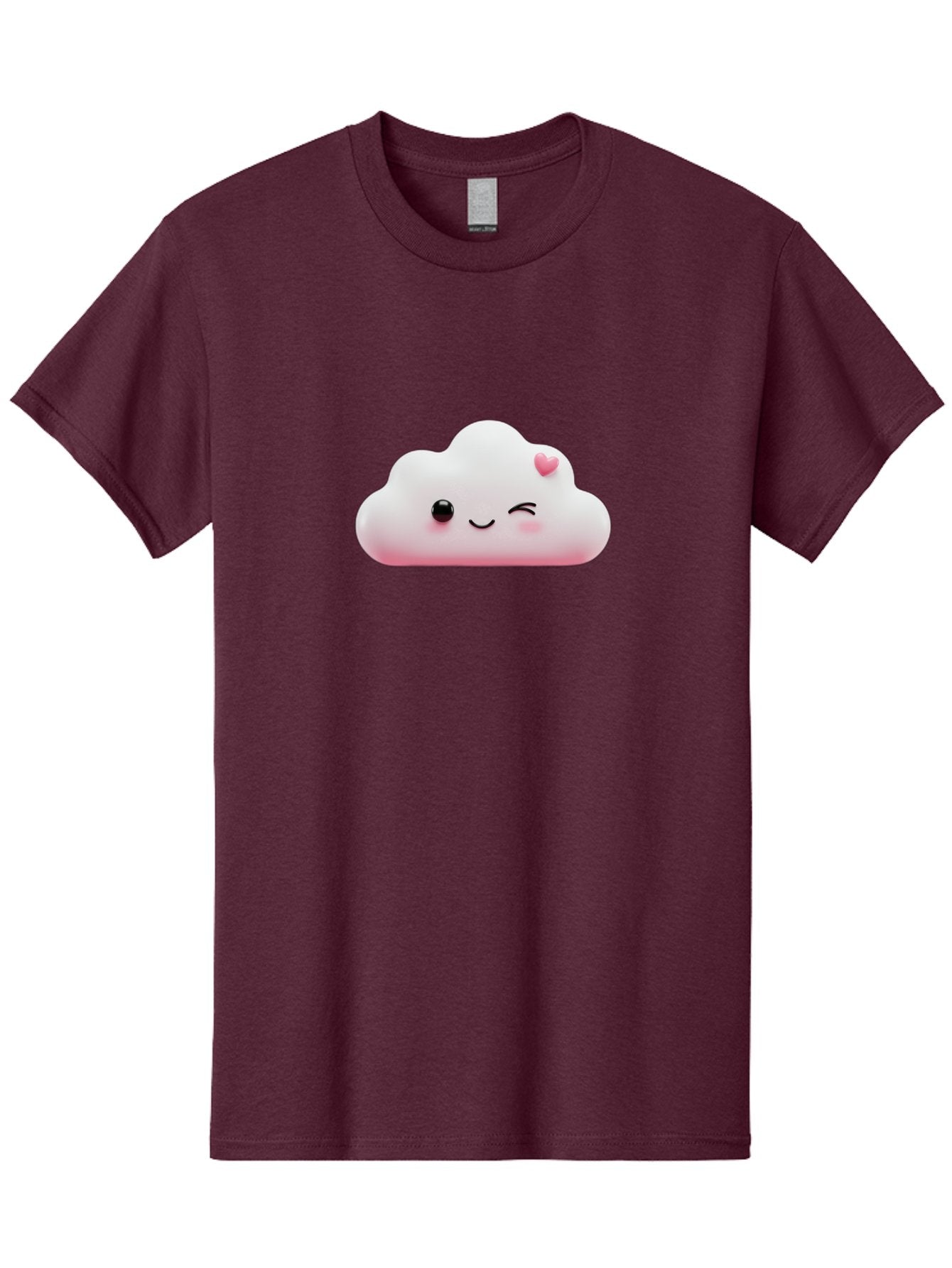 Smiling-Cloud-2 Men'S Graphic Tee, 100% Cotton, Comfortable Casual Summer Wear, Machine Washable, Cartoon Cloud, Smiling Face, Kawaii Character, Cute Emoji, Soft Pink Colors, Winking Eye, Rosy Cheeks, Adorable Illustration, Digital Art, Bae763 5