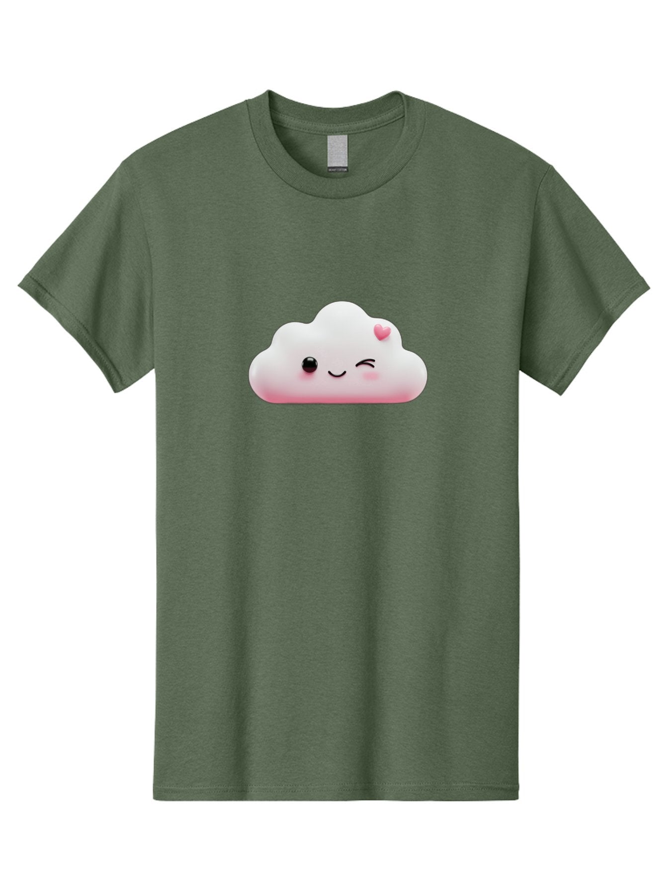 Smiling-Cloud-2 Men'S Graphic Tee, 100% Cotton, Comfortable Casual Summer Wear, Machine Washable, Cartoon Cloud, Smiling Face, Kawaii Character, Cute Emoji, Soft Pink Colors, Winking Eye, Rosy Cheeks, Adorable Illustration, Digital Art, Bae763 6