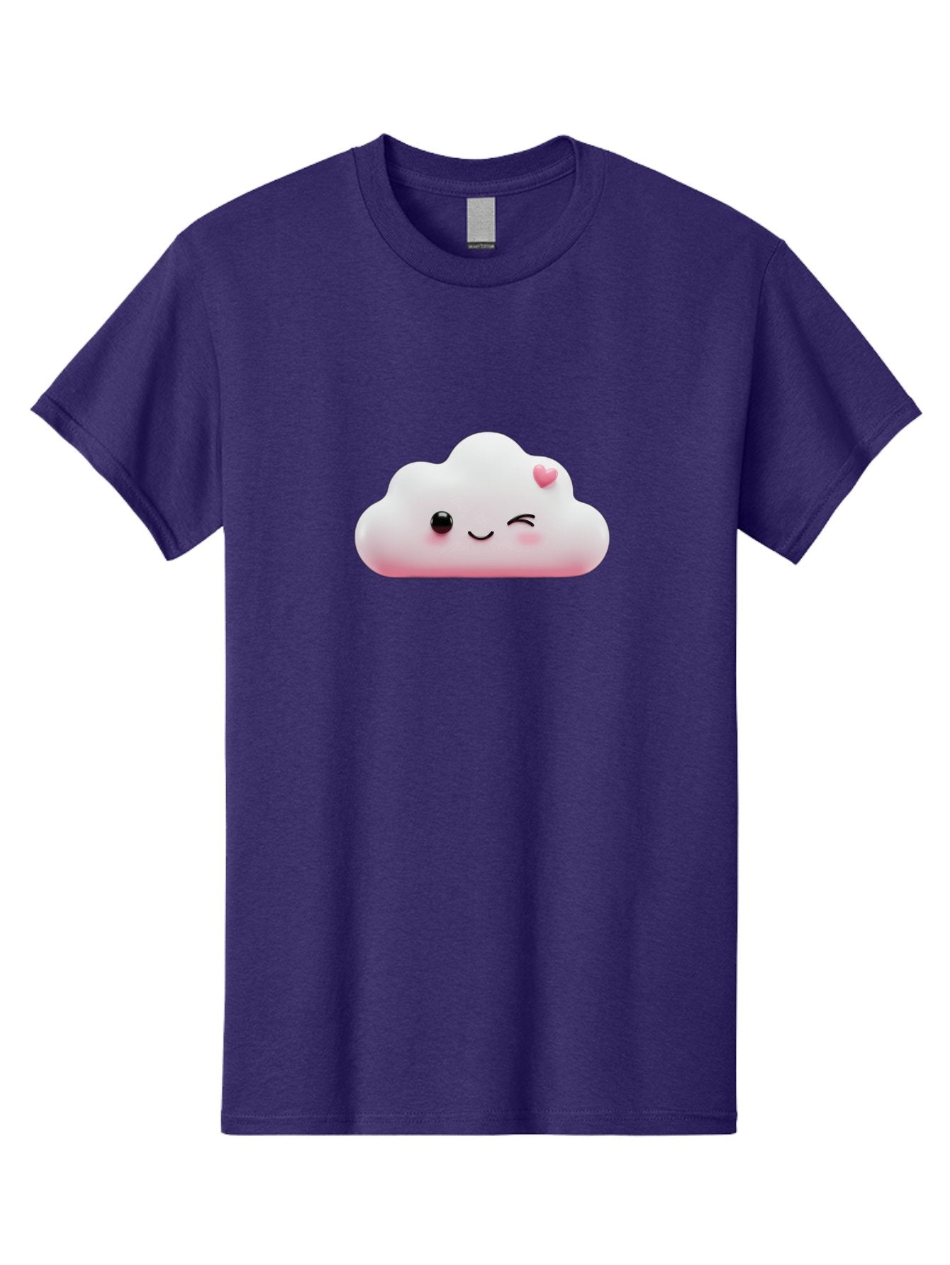 Smiling-Cloud-2 Men'S Graphic Tee, 100% Cotton, Comfortable Casual Summer Wear, Machine Washable, Cartoon Cloud, Smiling Face, Kawaii Character, Cute Emoji, Soft Pink Colors, Winking Eye, Rosy Cheeks, Adorable Illustration, Digital Art, Bae763 13