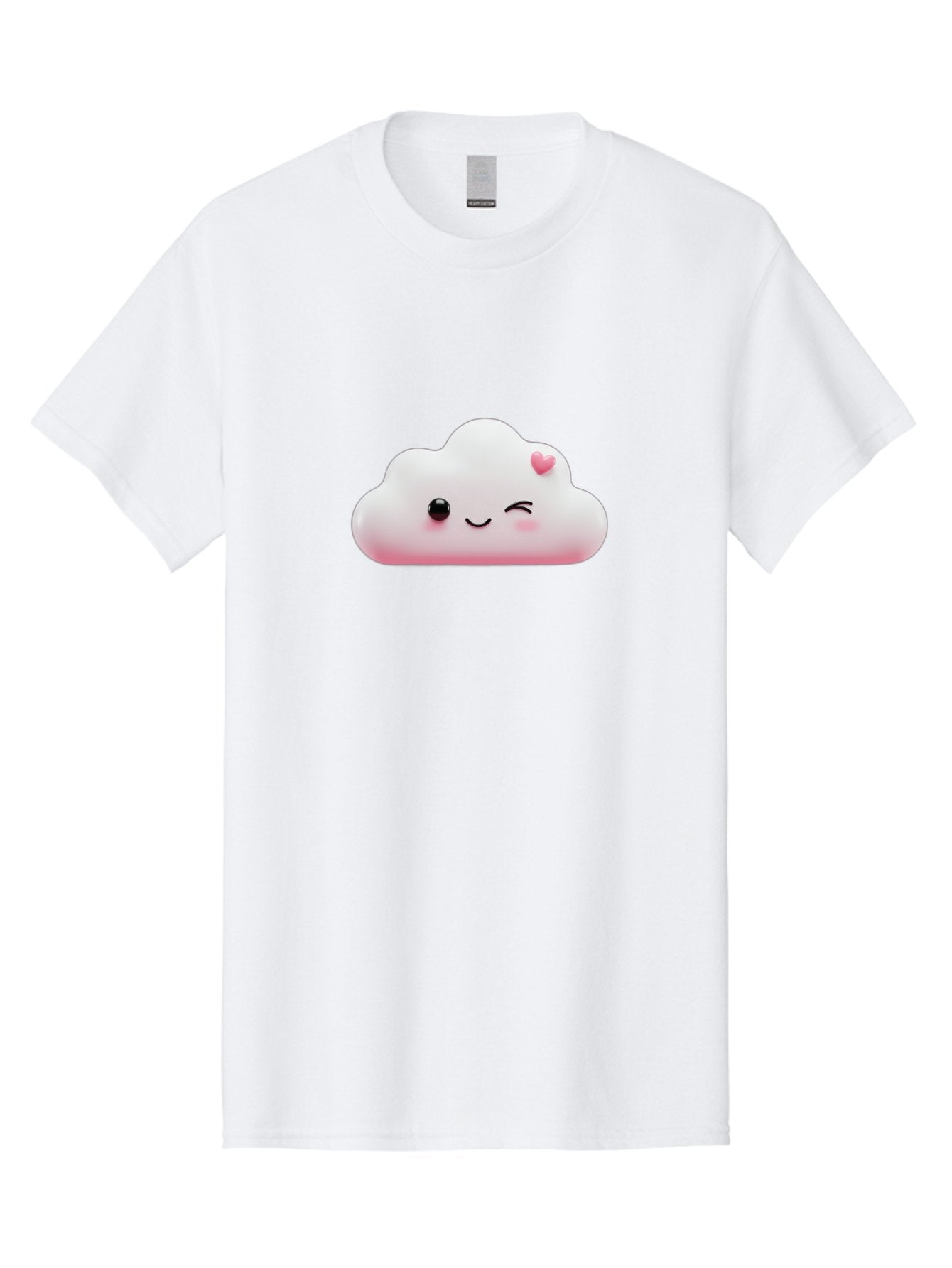 Smiling-Cloud-2 Men'S Graphic Tee, 100% Cotton, Comfortable Casual Summer Wear, Machine Washable, Cartoon Cloud, Smiling Face, Kawaii Character, Cute Emoji, Soft Pink Colors, Winking Eye, Rosy Cheeks, Adorable Illustration, Digital Art, Bae763 7