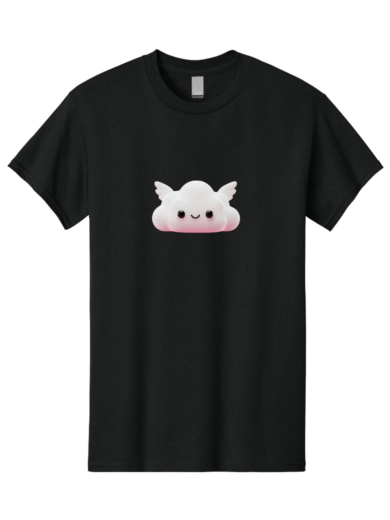 Smiling-Cloud Men'S Graphic Tee, 100% Cotton, Comfortable Casual Summer Wear, Machine Washable, Cartoon Cloud, Cute Character, Smiling Face, Winged Creature, Fluffy Texture, Soft Pink Hue, Adorable Design, Digital Illustration, Kawaii Art Bae765 8