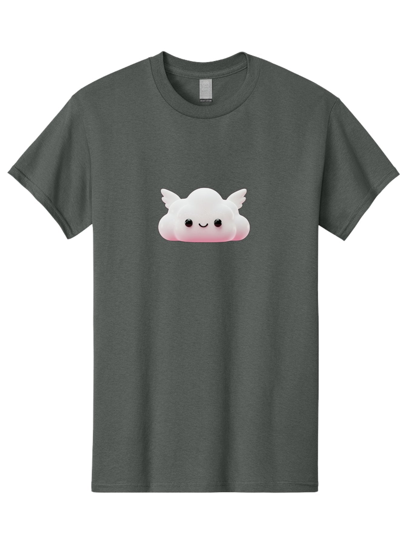 Smiling-Cloud Men'S Graphic Tee, 100% Cotton, Comfortable Casual Summer Wear, Machine Washable, Cartoon Cloud, Cute Character, Smiling Face, Winged Creature, Fluffy Texture, Soft Pink Hue, Adorable Design, Digital Illustration, Kawaii Art Bae765 10
