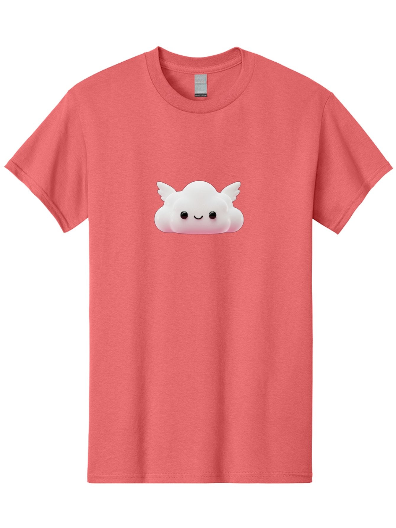 Smiling-Cloud Men'S Graphic Tee, 100% Cotton, Comfortable Casual Summer Wear, Machine Washable, Cartoon Cloud, Cute Character, Smiling Face, Winged Creature, Fluffy Texture, Soft Pink Hue, Adorable Design, Digital Illustration, Kawaii Art Bae765 11