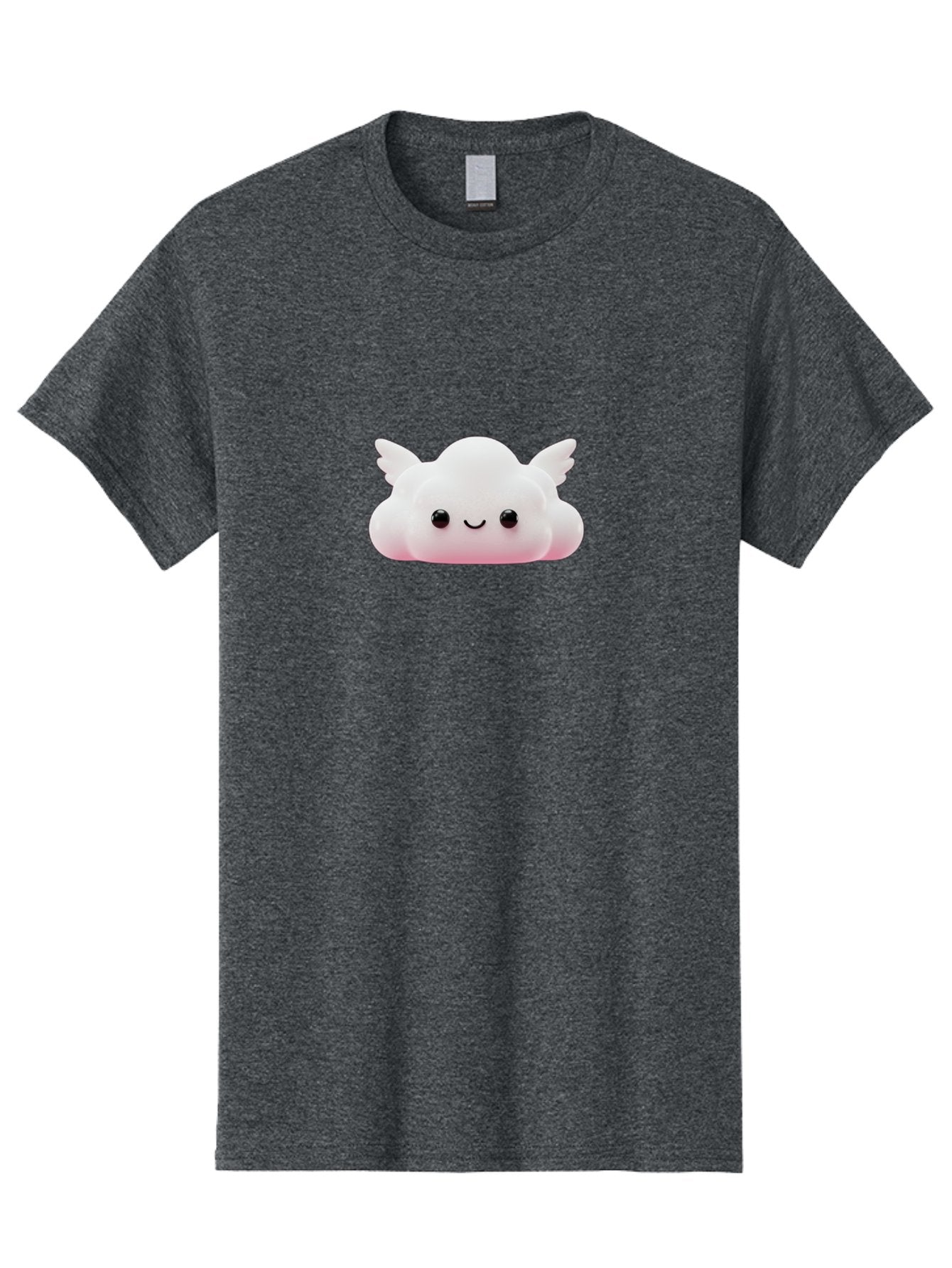 Smiling-Cloud Men'S Graphic Tee, 100% Cotton, Comfortable Casual Summer Wear, Machine Washable, Cartoon Cloud, Cute Character, Smiling Face, Winged Creature, Fluffy Texture, Soft Pink Hue, Adorable Design, Digital Illustration, Kawaii Art Bae765 5