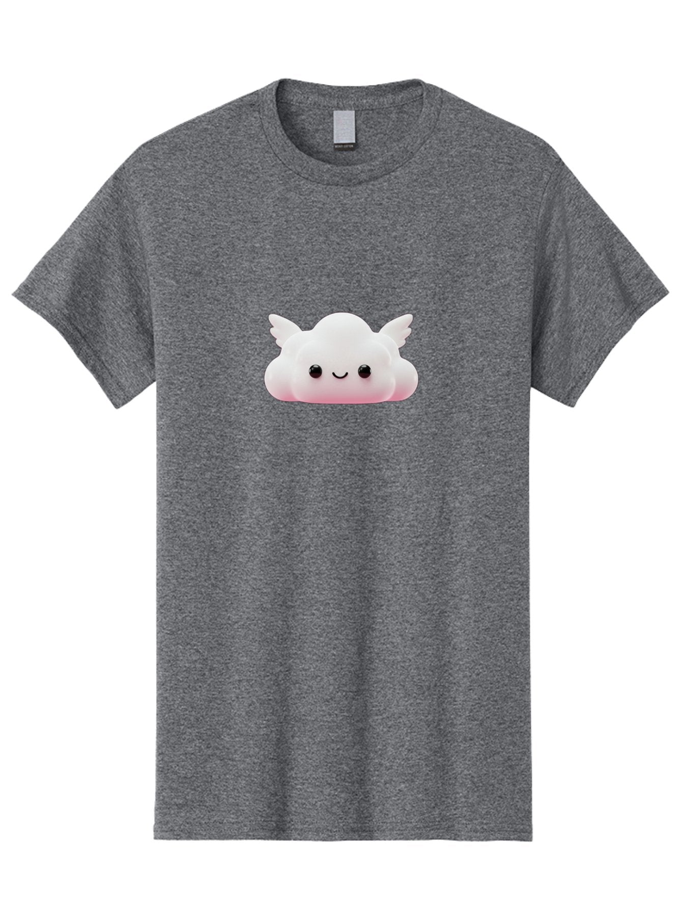 Smiling-Cloud Men'S Graphic Tee, 100% Cotton, Comfortable Casual Summer Wear, Machine Washable, Cartoon Cloud, Cute Character, Smiling Face, Winged Creature, Fluffy Texture, Soft Pink Hue, Adorable Design, Digital Illustration, Kawaii Art Bae765 15