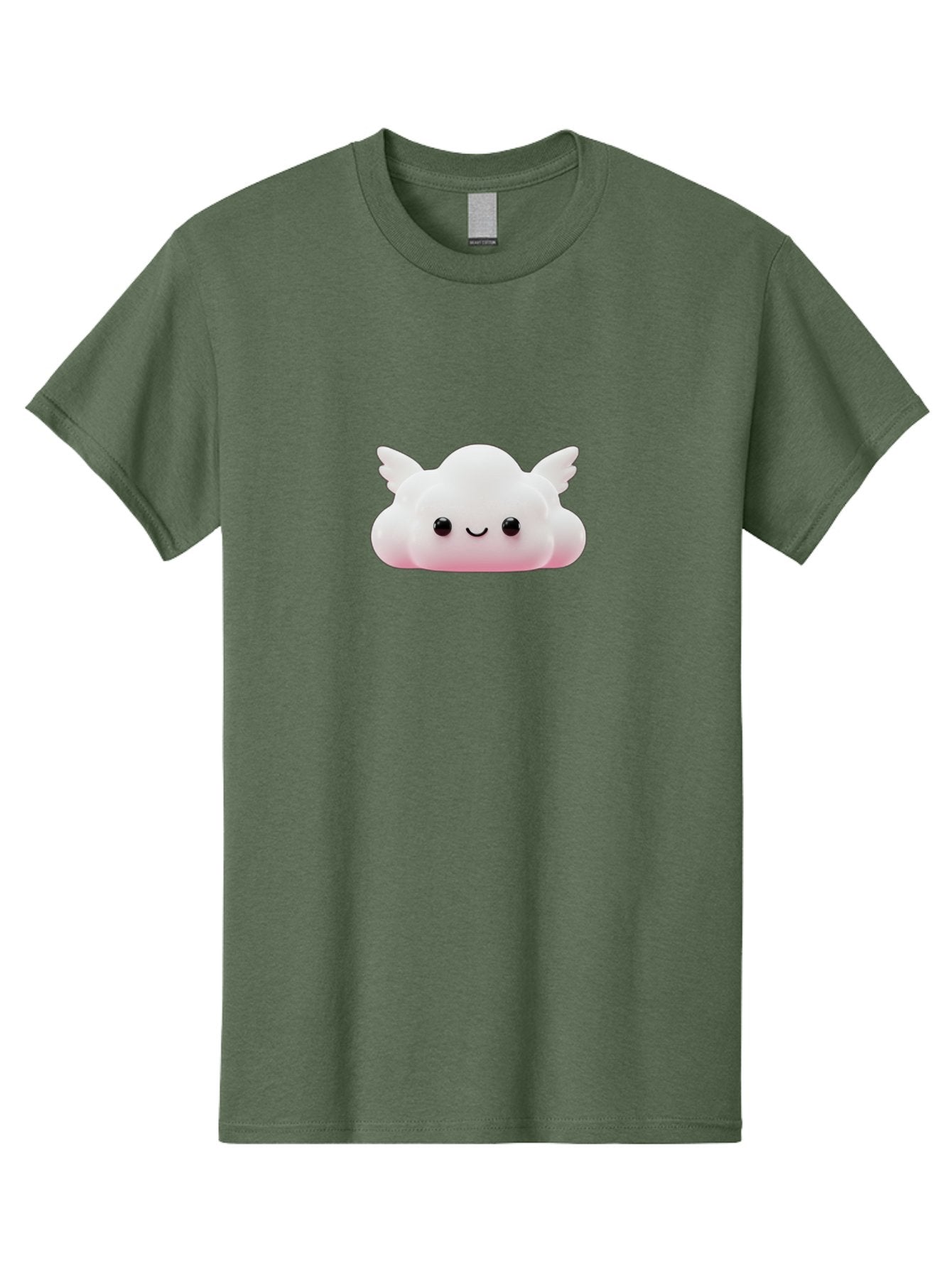 Smiling-Cloud Men'S Graphic Tee, 100% Cotton, Comfortable Casual Summer Wear, Machine Washable, Cartoon Cloud, Cute Character, Smiling Face, Winged Creature, Fluffy Texture, Soft Pink Hue, Adorable Design, Digital Illustration, Kawaii Art Bae765 6