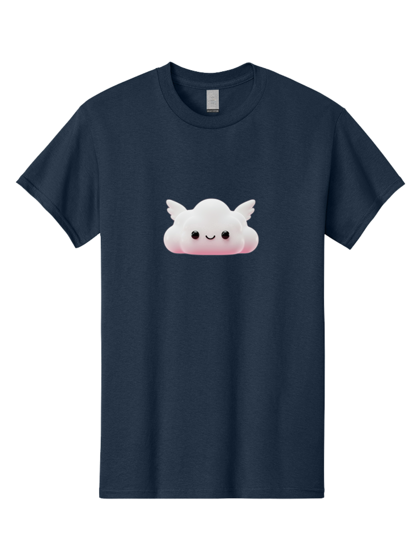 Smiling-Cloud Men'S Graphic Tee, 100% Cotton, Comfortable Casual Summer Wear, Machine Washable, Cartoon Cloud, Cute Character, Smiling Face, Winged Creature, Fluffy Texture, Soft Pink Hue, Adorable Design, Digital Illustration, Kawaii Art Bae765 3