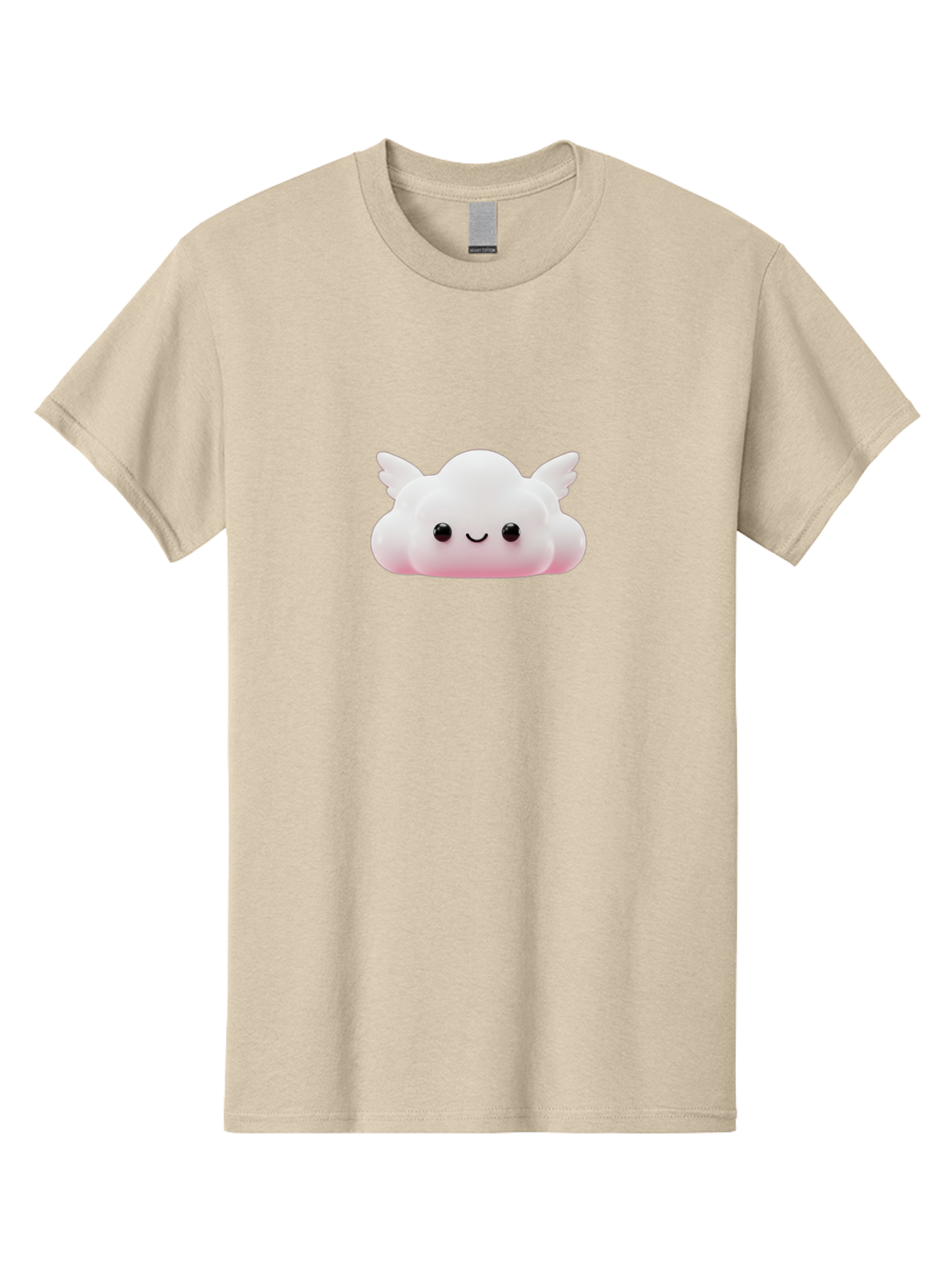 Smiling-Cloud Men'S Graphic Tee, 100% Cotton, Comfortable Casual Summer Wear, Machine Washable, Cartoon Cloud, Cute Character, Smiling Face, Winged Creature, Fluffy Texture, Soft Pink Hue, Adorable Design, Digital Illustration, Kawaii Art Bae765 5