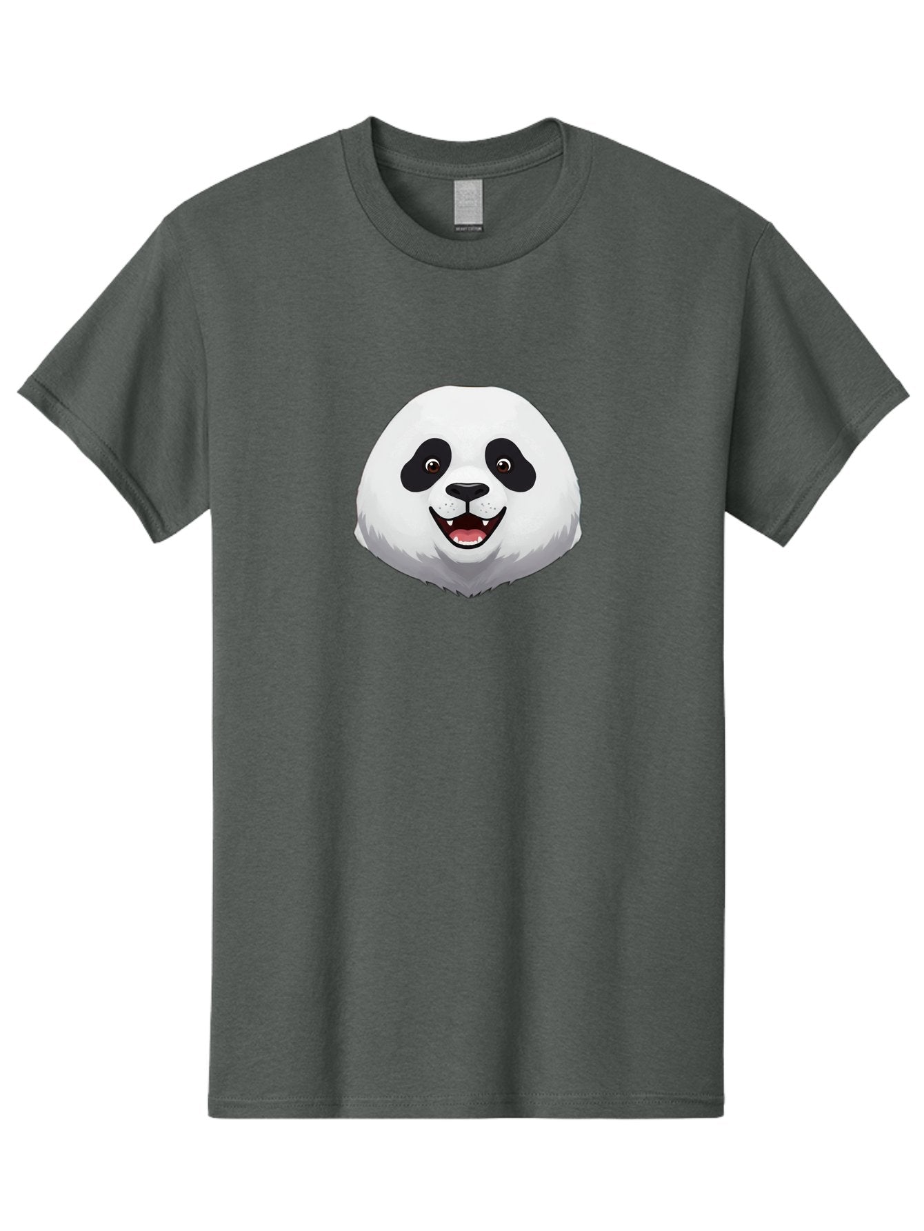 Smiling-Panda-Head Men'S Graphic Tee, 100% Cotton, Comfortable Casual Summer Wear, Machine Washable, Cartoon Panda, Happy Face, Black And White Fur, Cute Animal, Playful Expression, Smiling Panda, Cartoon Character Bae766 12