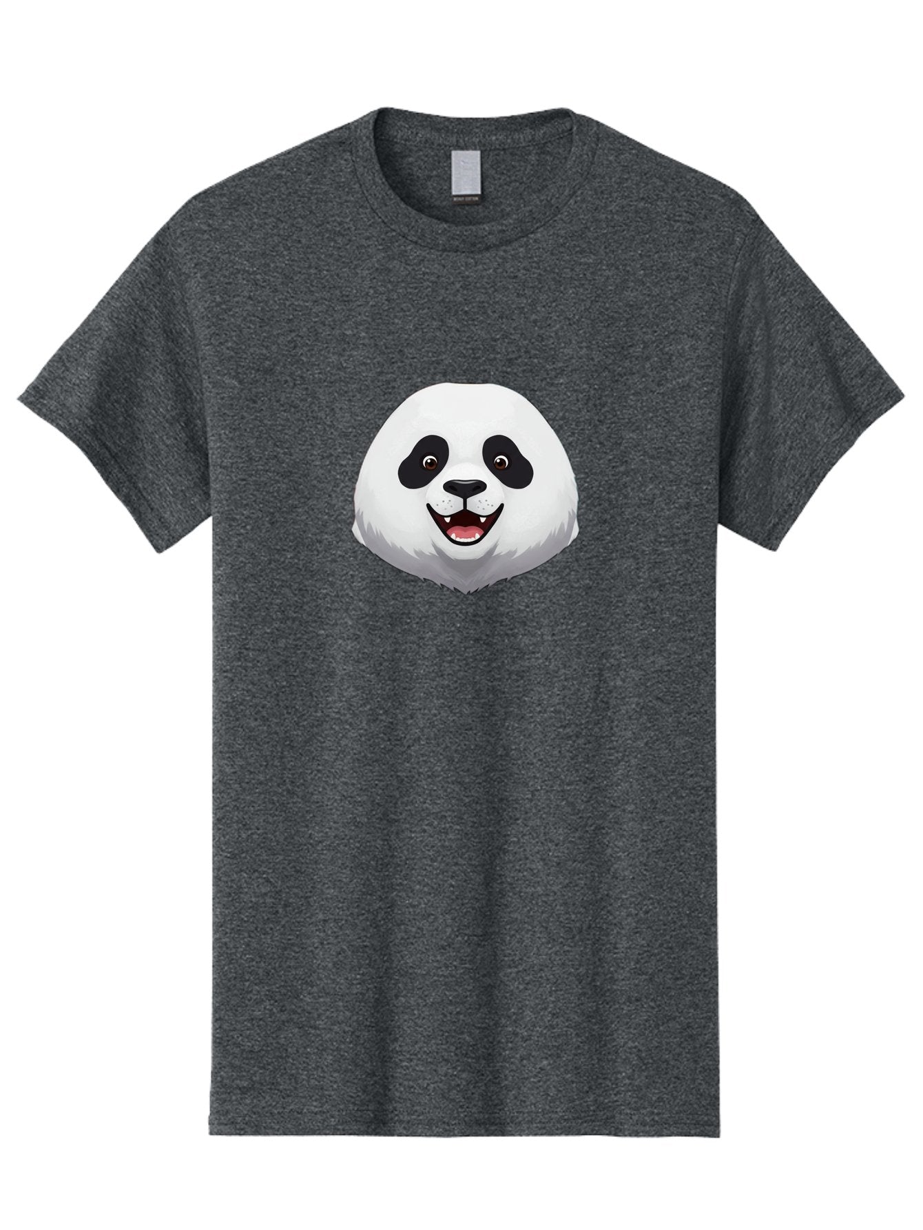 Smiling-Panda-Head Men'S Graphic Tee, 100% Cotton, Comfortable Casual Summer Wear, Machine Washable, Cartoon Panda, Happy Face, Black And White Fur, Cute Animal, Playful Expression, Smiling Panda, Cartoon Character Bae766 11