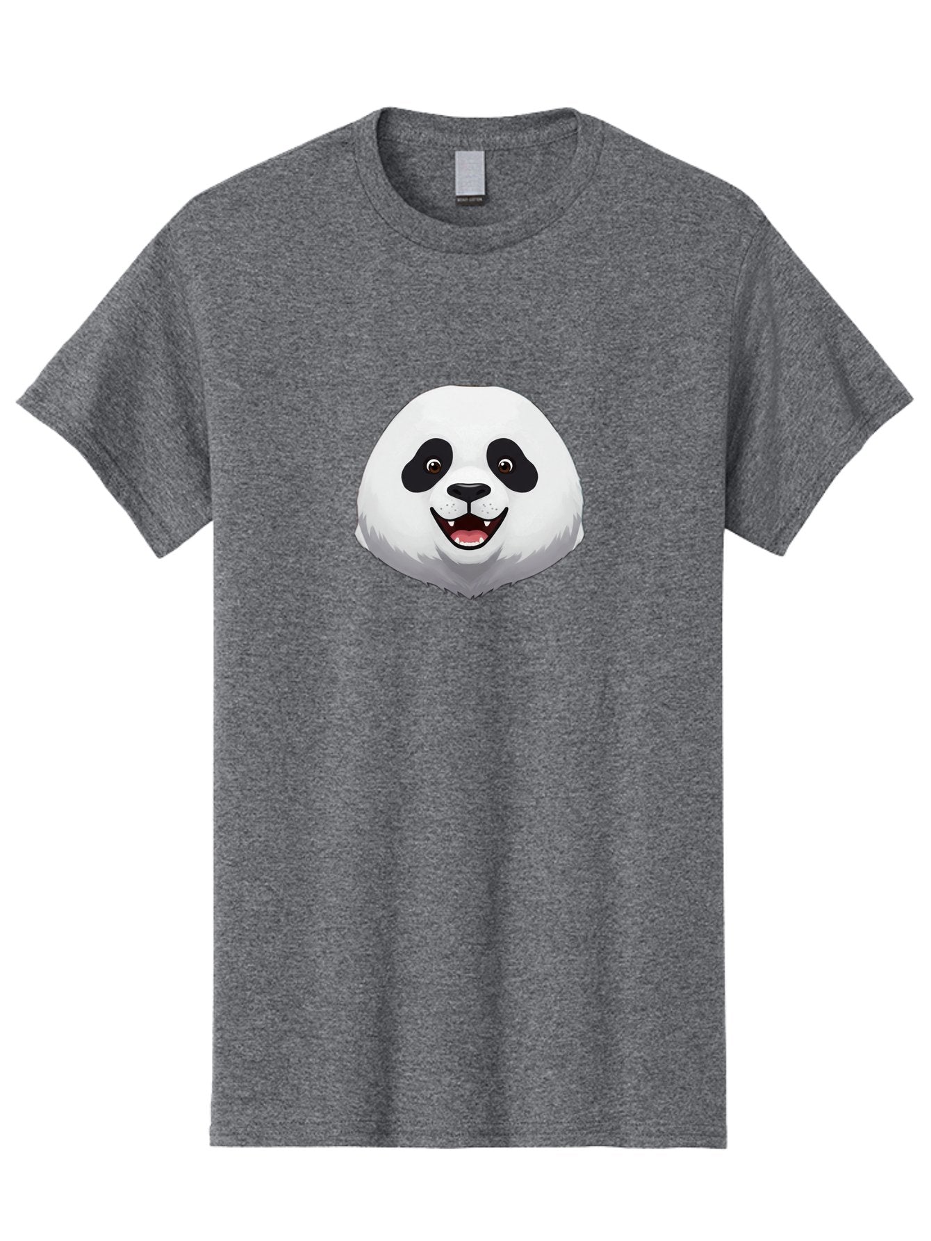 Smiling-Panda-Head Men'S Graphic Tee, 100% Cotton, Comfortable Casual Summer Wear, Machine Washable, Cartoon Panda, Happy Face, Black And White Fur, Cute Animal, Playful Expression, Smiling Panda, Cartoon Character Bae766