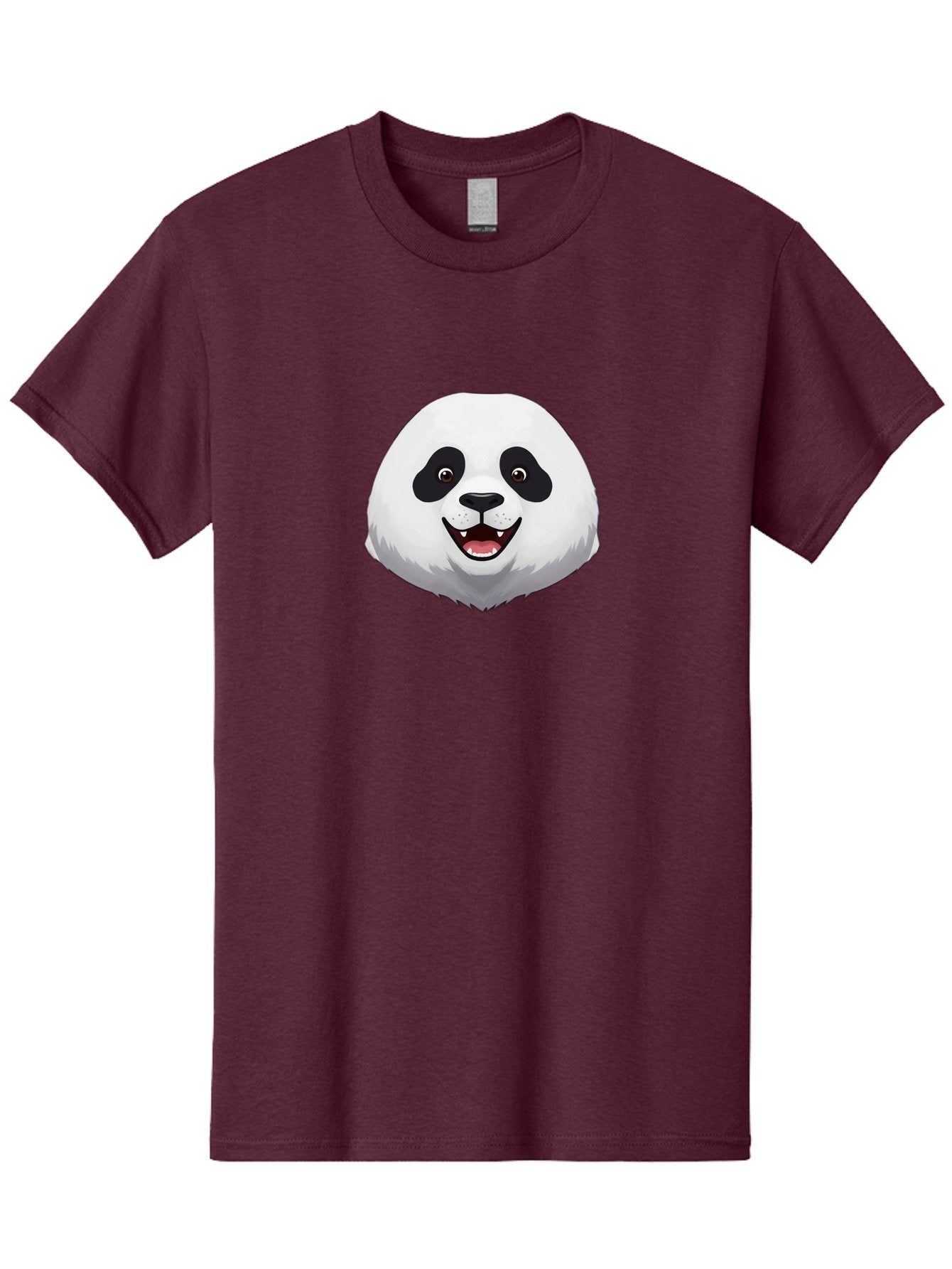 Smiling-Panda-Head Men'S Graphic Tee, 100% Cotton, Comfortable Casual Summer Wear, Machine Washable, Cartoon Panda, Happy Face, Black And White Fur, Cute Animal, Playful Expression, Smiling Panda, Cartoon Character Bae766