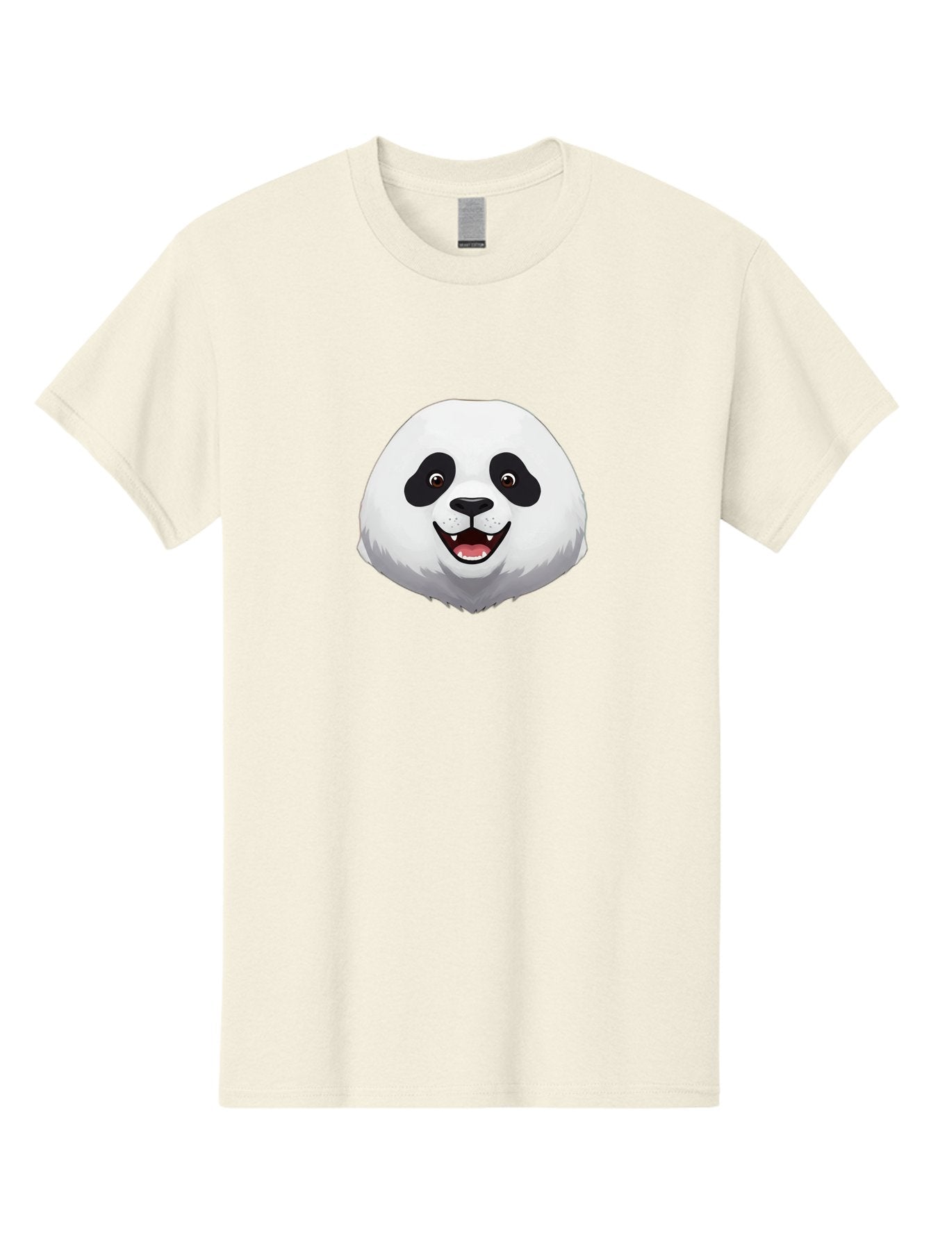 Smiling-Panda-Head Men'S Graphic Tee, 100% Cotton, Comfortable Casual Summer Wear, Machine Washable, Cartoon Panda, Happy Face, Black And White Fur, Cute Animal, Playful Expression, Smiling Panda, Cartoon Character Bae766 3