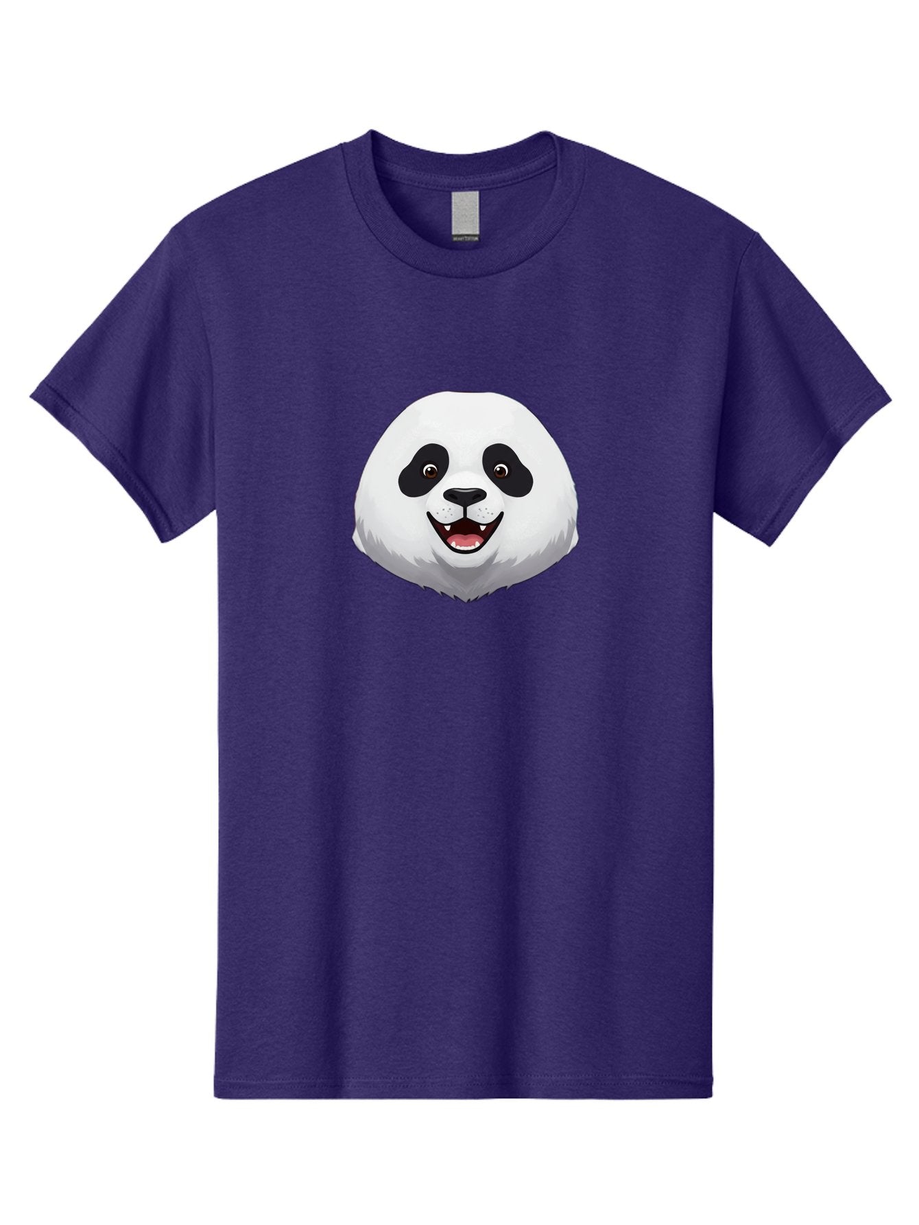 Smiling-Panda-Head Men'S Graphic Tee, 100% Cotton, Comfortable Casual Summer Wear, Machine Washable, Cartoon Panda, Happy Face, Black And White Fur, Cute Animal, Playful Expression, Smiling Panda, Cartoon Character Bae766 13