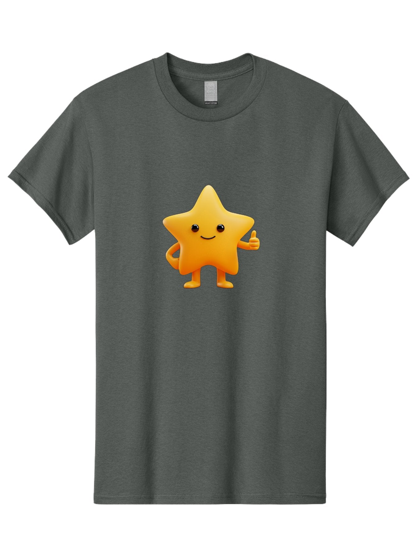 Smiling-Star-1 Men'S Graphic Tee, 100% Cotton, Comfortable Casual Summer Wear, Machine Washable, Cartoon Star, Yellow Star, Smiling Face, Thumbs Up, Happy Character, Friendly Star, Cute Design, 3D Illustration, Positive Vibe, Good Vibes Only Bae767