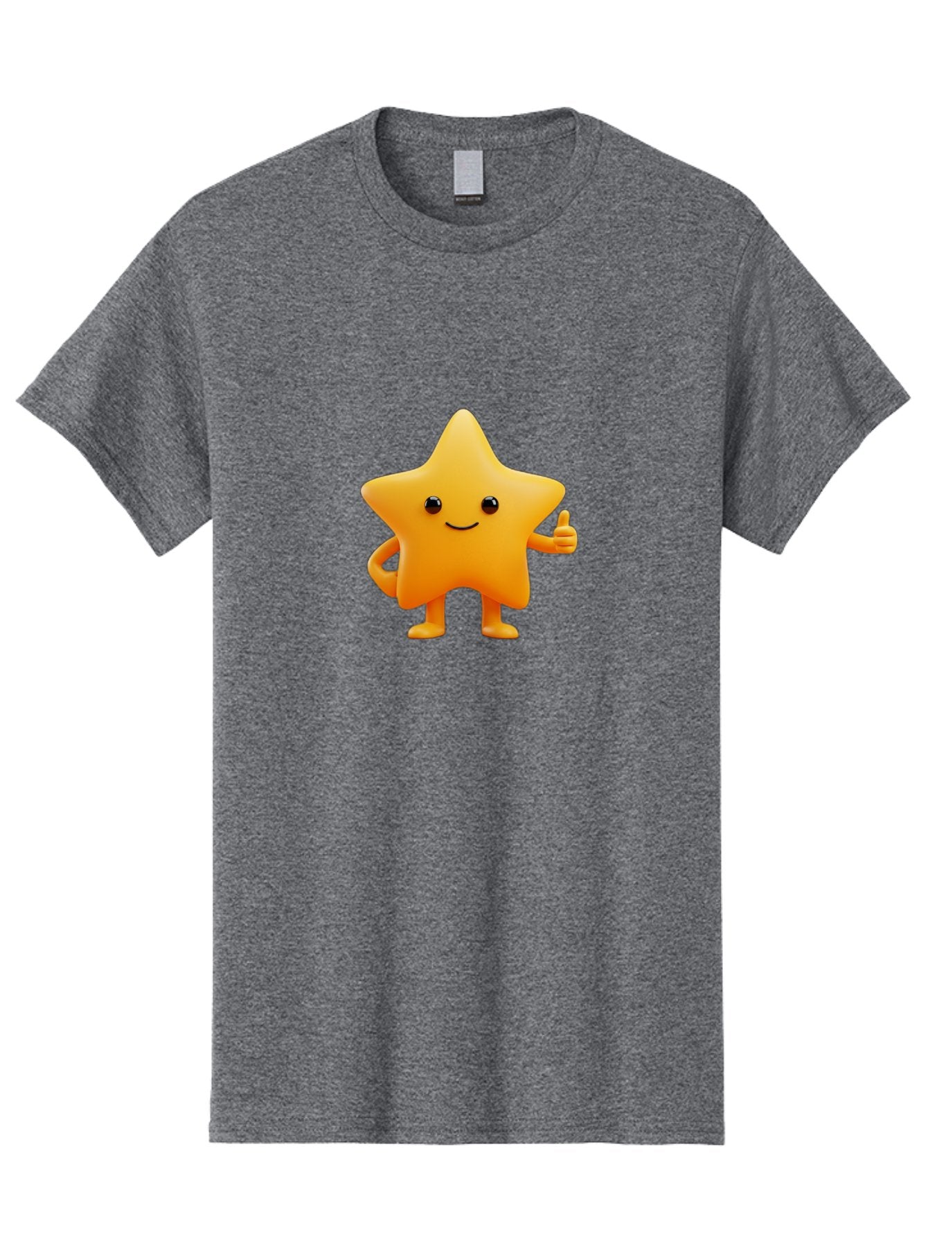 Smiling-Star-1 Men'S Graphic Tee, 100% Cotton, Comfortable Casual Summer Wear, Machine Washable, Cartoon Star, Yellow Star, Smiling Face, Thumbs Up, Happy Character, Friendly Star, Cute Design, 3D Illustration, Positive Vibe, Good Vibes Only Bae767 8