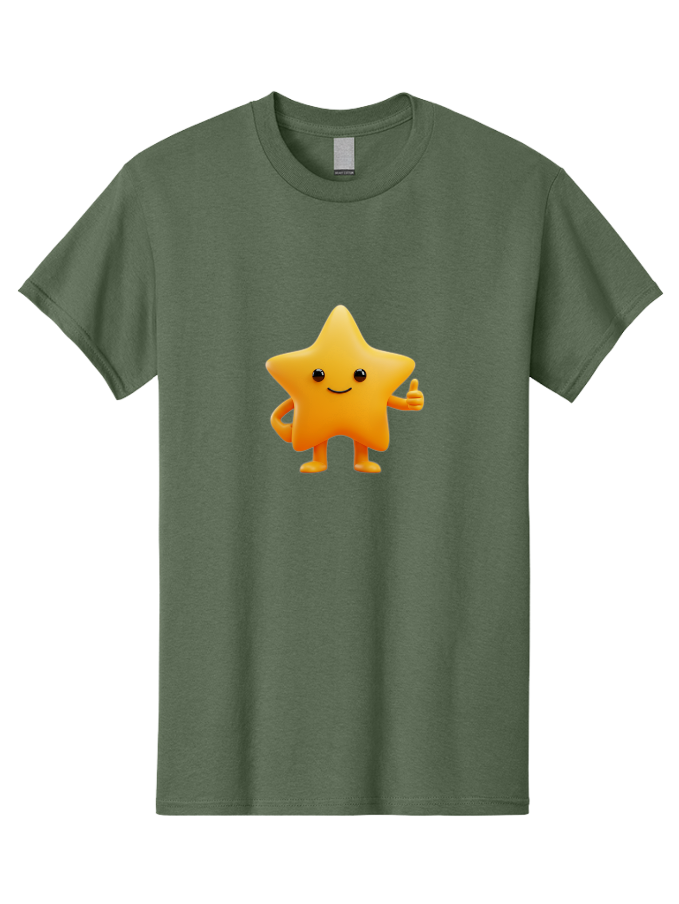 Smiling-Star-1 Men'S Graphic Tee, 100% Cotton, Comfortable Casual Summer Wear, Machine Washable, Cartoon Star, Yellow Star, Smiling Face, Thumbs Up, Happy Character, Friendly Star, Cute Design, 3D Illustration, Positive Vibe, Good Vibes Only Bae767 14