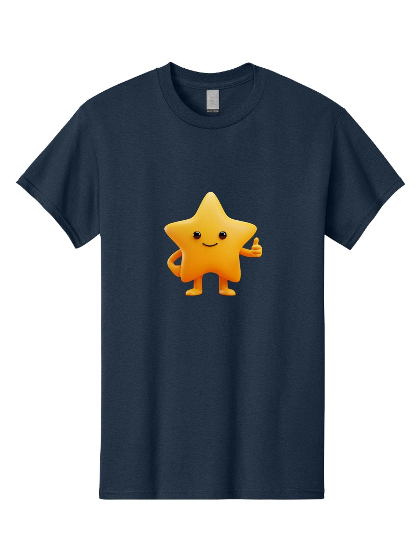 Smiling-Star-1 Men'S Graphic Tee, 100% Cotton, Comfortable Casual Summer Wear, Machine Washable, Cartoon Star, Yellow Star, Smiling Face, Thumbs Up, Happy Character, Friendly Star, Cute Design, 3D Illustration, Positive Vibe, Good Vibes Only Bae767 15
