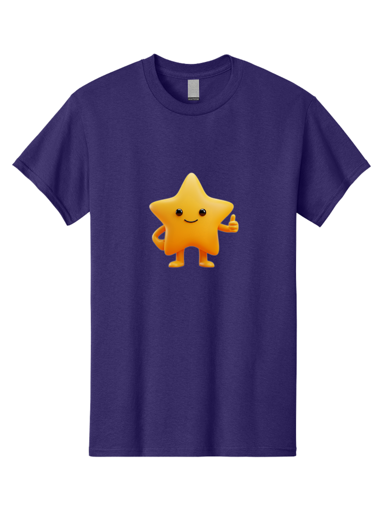 Smiling-Star-1 Men'S Graphic Tee, 100% Cotton, Comfortable Casual Summer Wear, Machine Washable, Cartoon Star, Yellow Star, Smiling Face, Thumbs Up, Happy Character, Friendly Star, Cute Design, 3D Illustration, Positive Vibe, Good Vibes Only Bae767 12