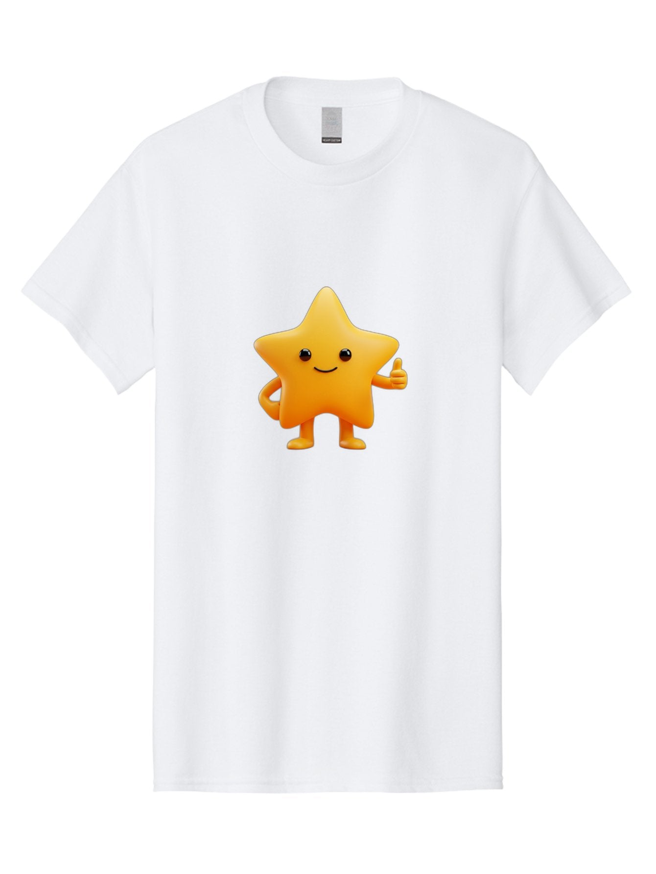 Smiling-Star-1 Men'S Graphic Tee, 100% Cotton, Comfortable Casual Summer Wear, Machine Washable, Cartoon Star, Yellow Star, Smiling Face, Thumbs Up, Happy Character, Friendly Star, Cute Design, 3D Illustration, Positive Vibe, Good Vibes Only Bae767 6