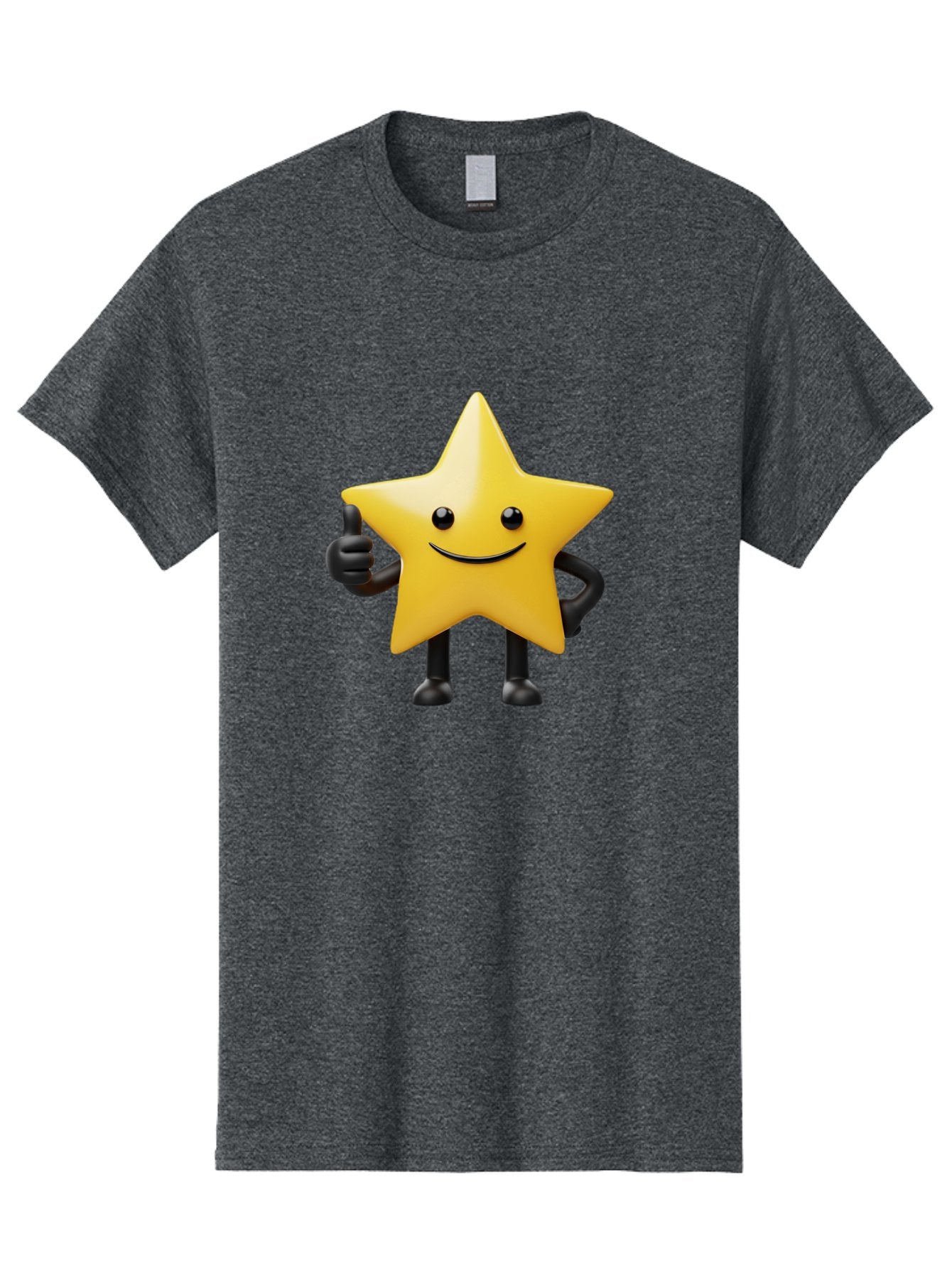Smiling-Star-2 Men'S Graphic Tee, 100% Cotton, Comfortable Casual Summer Wear, Machine Washable, Smiling Star, Thumbs Up, Approval, Happiness, Joyful Character, Cartoon Star, Friendly Mascot, Positive Vibe, Happy Face Bae768 3