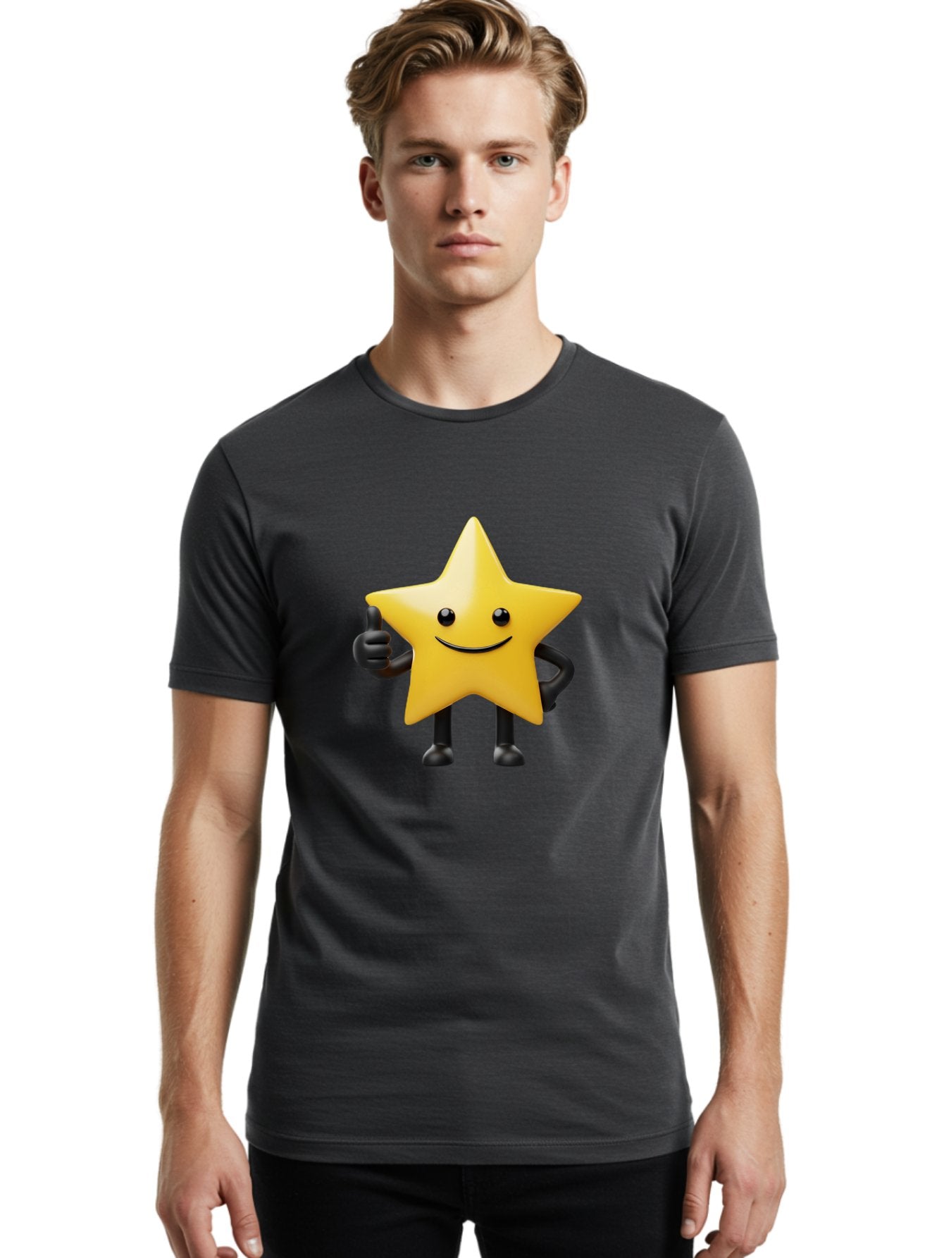 Smiling-Star-2 Men'S Graphic Tee, 100% Cotton, Comfortable Casual Summer Wear, Machine Washable, Smiling Star, Thumbs Up, Approval, Happiness, Joyful Character, Cartoon Star, Friendly Mascot, Positive Vibe, Happy Face Bae768 22
