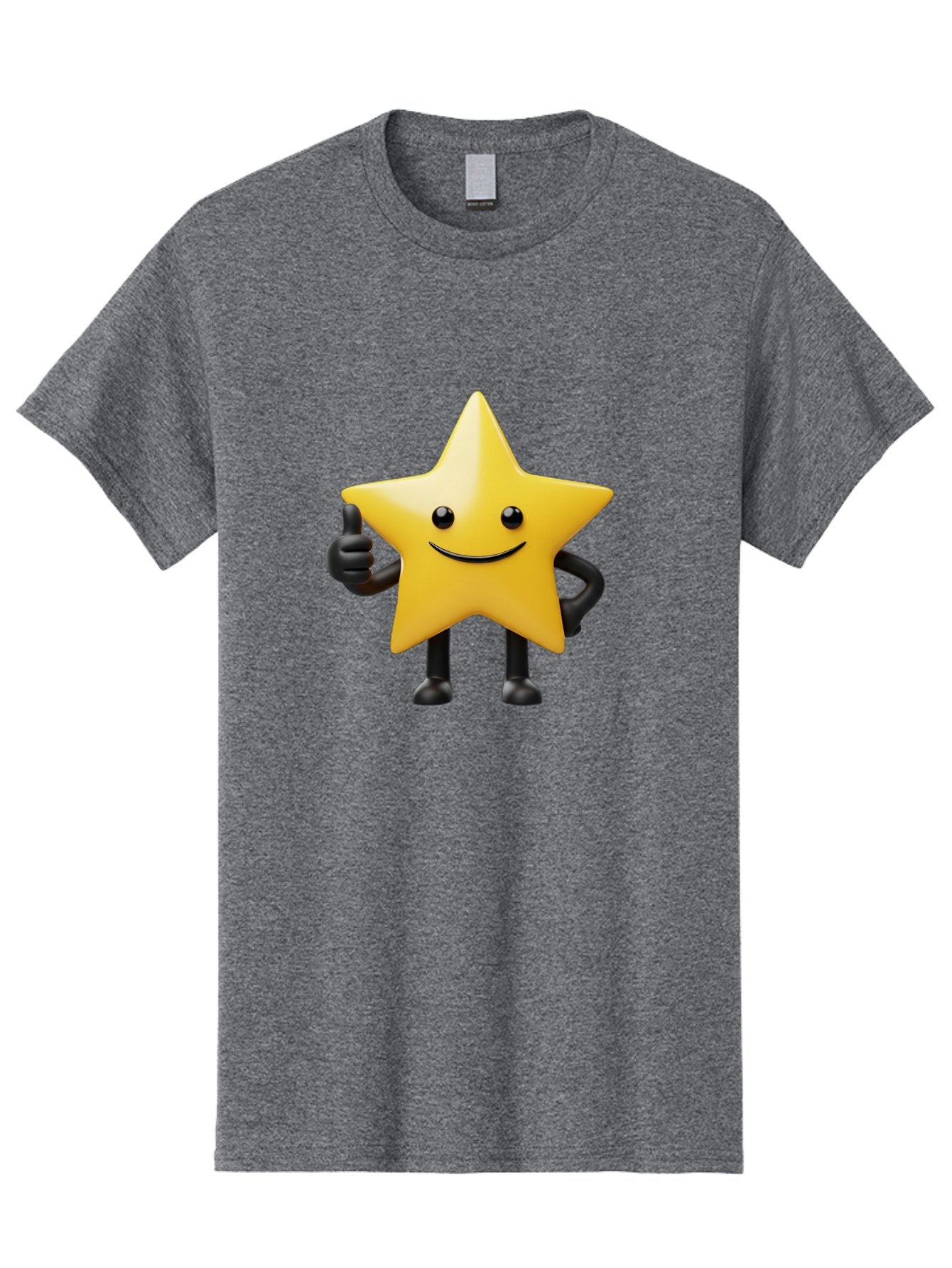 Smiling-Star-2 Men'S Graphic Tee, 100% Cotton, Comfortable Casual Summer Wear, Machine Washable, Smiling Star, Thumbs Up, Approval, Happiness, Joyful Character, Cartoon Star, Friendly Mascot, Positive Vibe, Happy Face Bae768 9