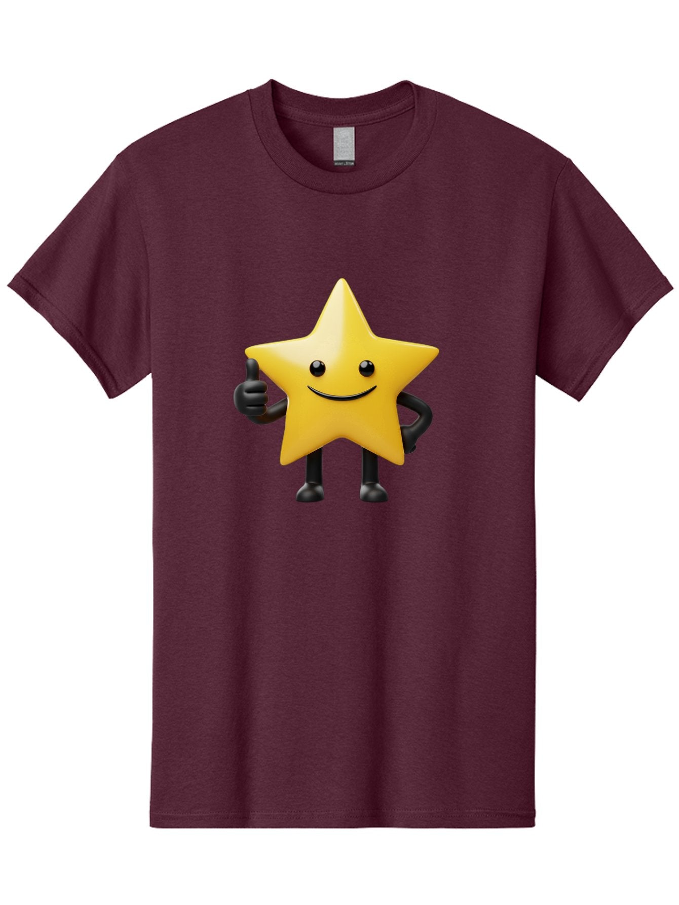 Smiling-Star-2 Men'S Graphic Tee, 100% Cotton, Comfortable Casual Summer Wear, Machine Washable, Smiling Star, Thumbs Up, Approval, Happiness, Joyful Character, Cartoon Star, Friendly Mascot, Positive Vibe, Happy Face Bae768 8