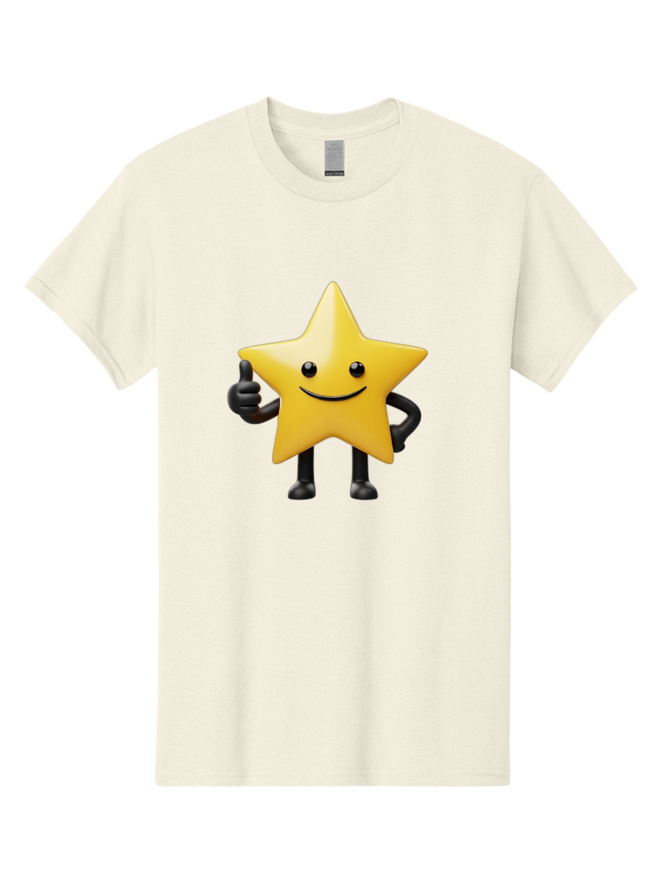 Smiling-Star-2 Men'S Graphic Tee, 100% Cotton, Comfortable Casual Summer Wear, Machine Washable, Smiling Star, Thumbs Up, Approval, Happiness, Joyful Character, Cartoon Star, Friendly Mascot, Positive Vibe, Happy Face Bae768