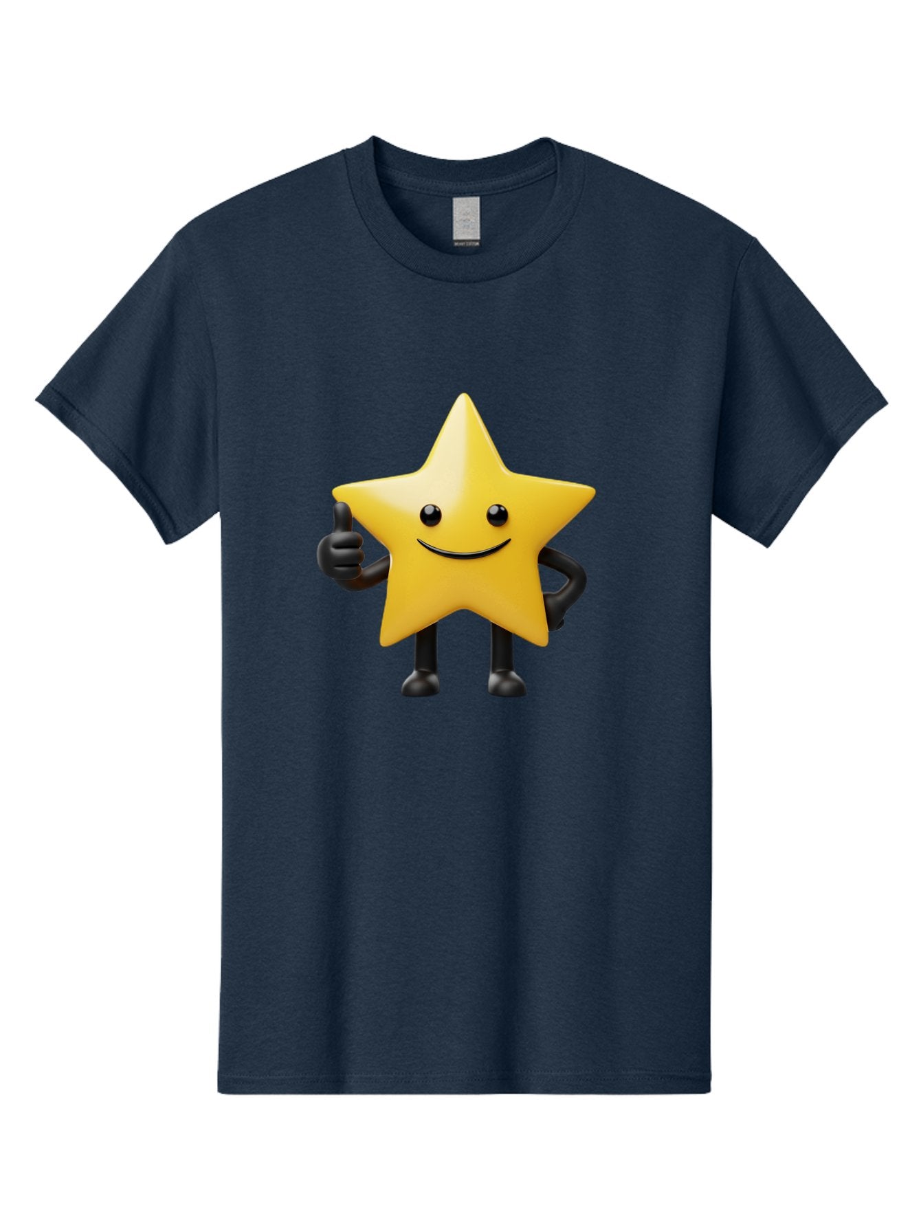 Smiling-Star-2 Men'S Graphic Tee, 100% Cotton, Comfortable Casual Summer Wear, Machine Washable, Smiling Star, Thumbs Up, Approval, Happiness, Joyful Character, Cartoon Star, Friendly Mascot, Positive Vibe, Happy Face Bae768 4