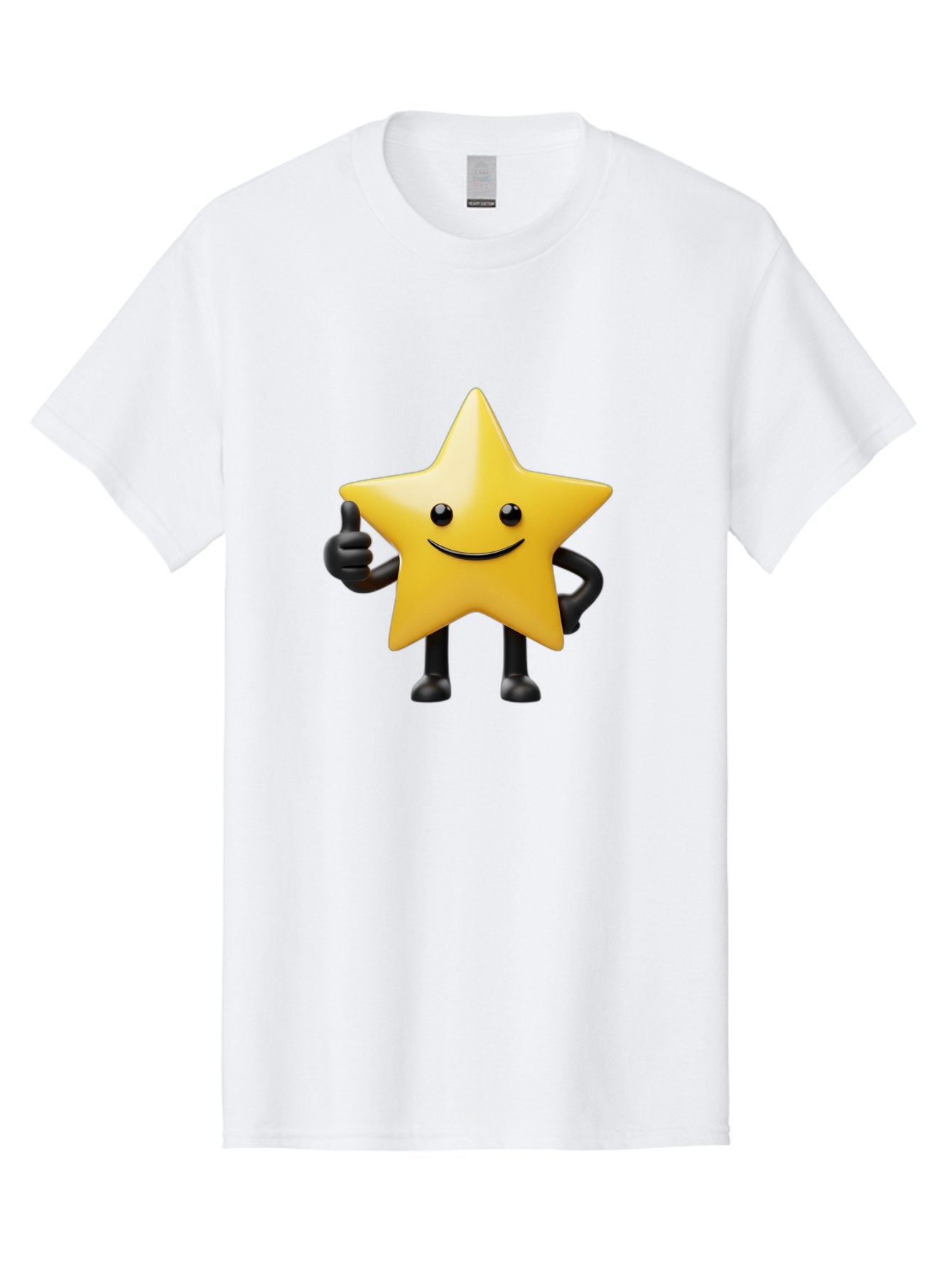 Smiling-Star-2 Men'S Graphic Tee, 100% Cotton, Comfortable Casual Summer Wear, Machine Washable, Smiling Star, Thumbs Up, Approval, Happiness, Joyful Character, Cartoon Star, Friendly Mascot, Positive Vibe, Happy Face Bae768 5