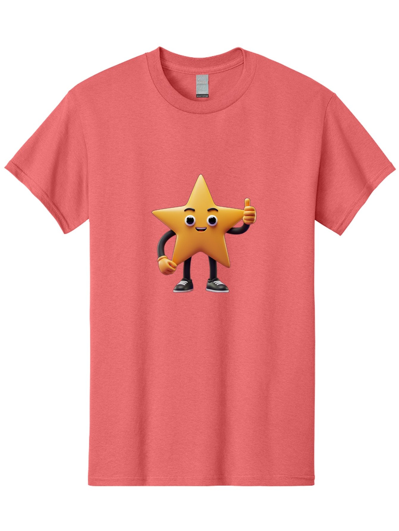 Smiling-Star-Character Men'S Graphic Tee, 100% Cotton, Comfortable Casual Summer Wear, Machine Washable, Star Character, Thumbs Up, Approval, Positivity, Cartoon Style, Happy Face, Friendly Gesture, Approval Symbol, Five-Pointed Star, Bae771 14