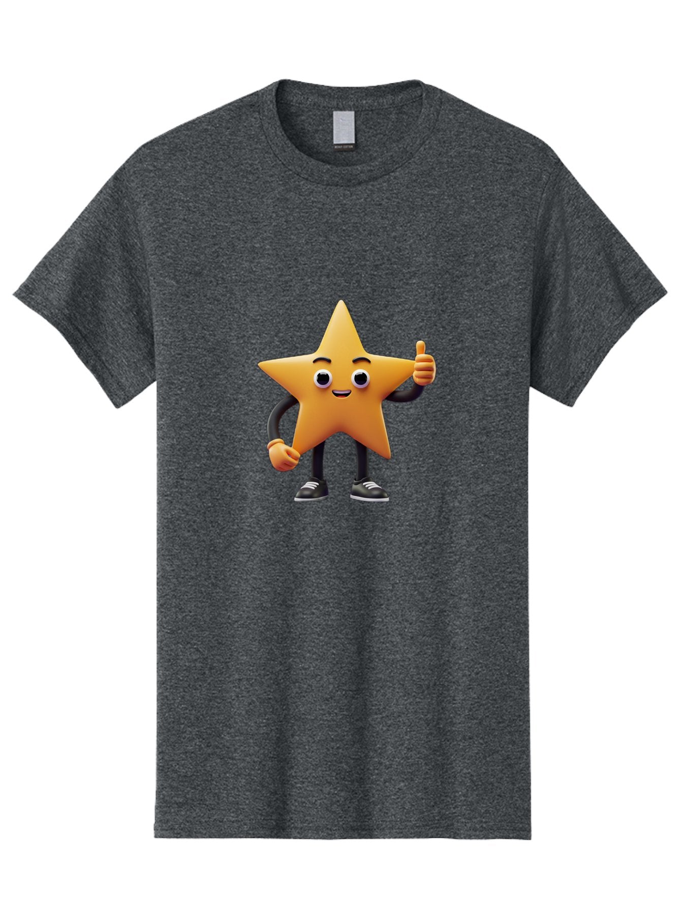 Smiling-Star-Character Men'S Graphic Tee, 100% Cotton, Comfortable Casual Summer Wear, Machine Washable, Star Character, Thumbs Up, Approval, Positivity, Cartoon Style, Happy Face, Friendly Gesture, Approval Symbol, Five-Pointed Star, Bae771 9