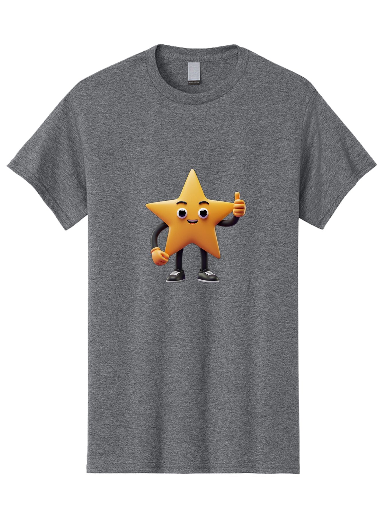 Smiling-Star-Character Men'S Graphic Tee, 100% Cotton, Comfortable Casual Summer Wear, Machine Washable, Star Character, Thumbs Up, Approval, Positivity, Cartoon Style, Happy Face, Friendly Gesture, Approval Symbol, Five-Pointed Star, Bae771 5