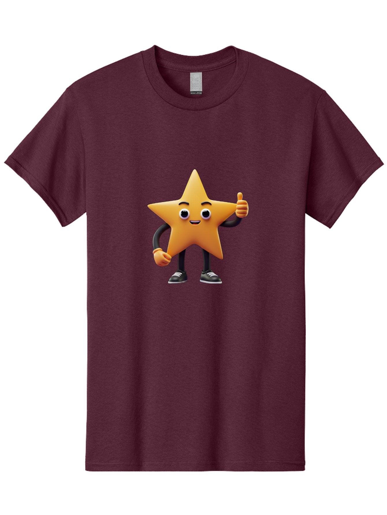 Smiling-Star-Character Men'S Graphic Tee, 100% Cotton, Comfortable Casual Summer Wear, Machine Washable, Star Character, Thumbs Up, Approval, Positivity, Cartoon Style, Happy Face, Friendly Gesture, Approval Symbol, Five-Pointed Star, Bae771 15